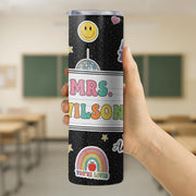 Personalized 20oz Teacher Tumbler, Back to School Gift, Custom Name Cup, Cute Rainbow Teacher Mug, Classroom Appreciation Cup
