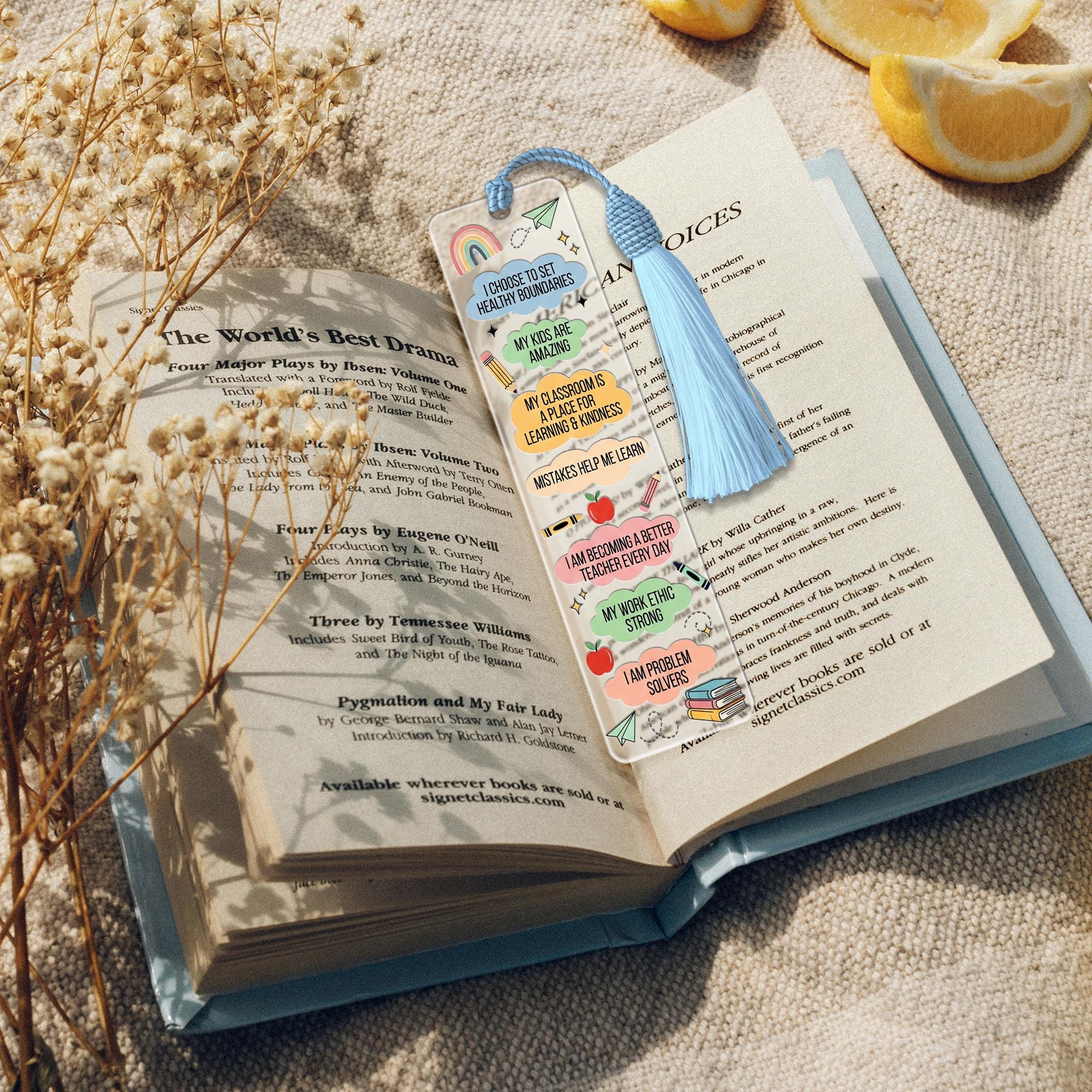 Teacher Affirmation Bookmark – Positive Quotes for Educators – Colorful Tassel Bookmark Gift for Teachers, Classroom, or Students