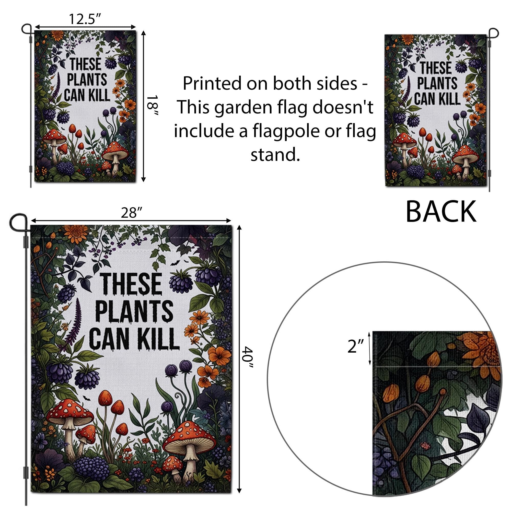 These Plants Can Kill Garden Flag – Funny Cottagecore Yard Decor with Mushrooms, Wildflowers & Dark Botanical Aesthetic