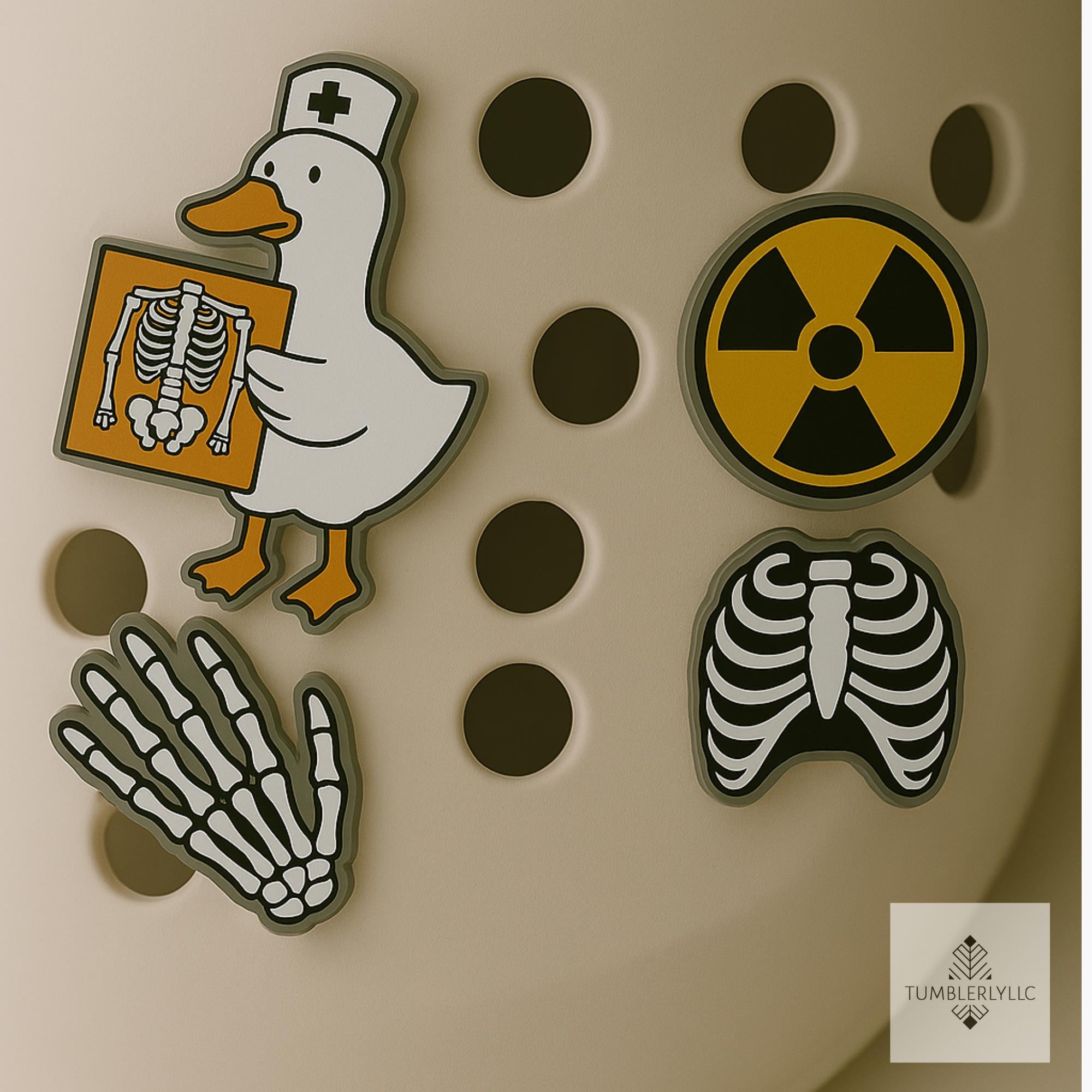 Custom Funny Radiology Shoe Charms, Acrylic sandal Accessories Set, Skeleton X-Ray Silly goose Nurse Gift, Medical Badge Reel Decor