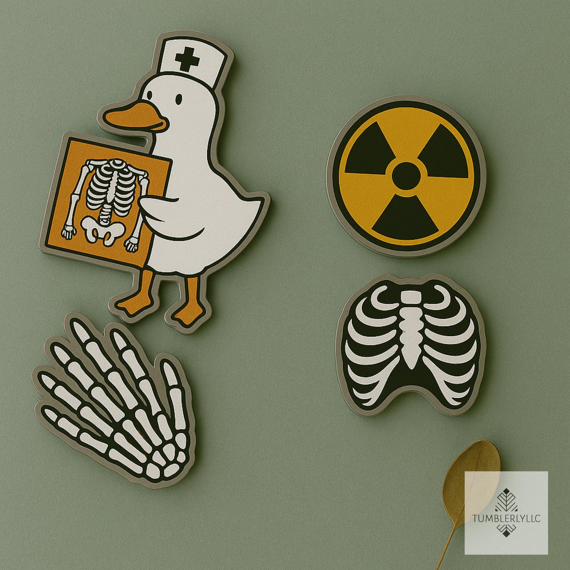 Custom Funny Radiology Shoe Charms, Acrylic sandal Accessories Set, Skeleton X-Ray Silly goose Nurse Gift, Medical Badge Reel Decor