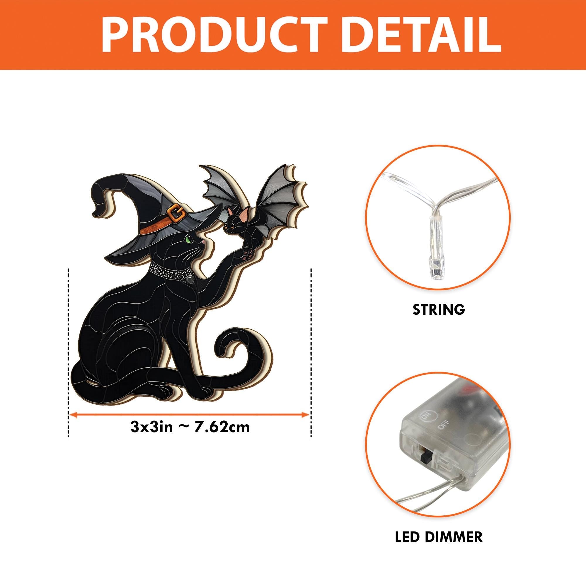 Halloween Cat String Lights – Witch Black Cat Fairy Lights for Spooky Decor, Indoor Halloween Room Lighting, Fall Party Garland