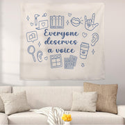 Speech Therapist Tapestry – Everyone Deserves a Voice Wall Hanging, SLP Office Decor, Speech Therapy Gift for Clinicians & Classrooms