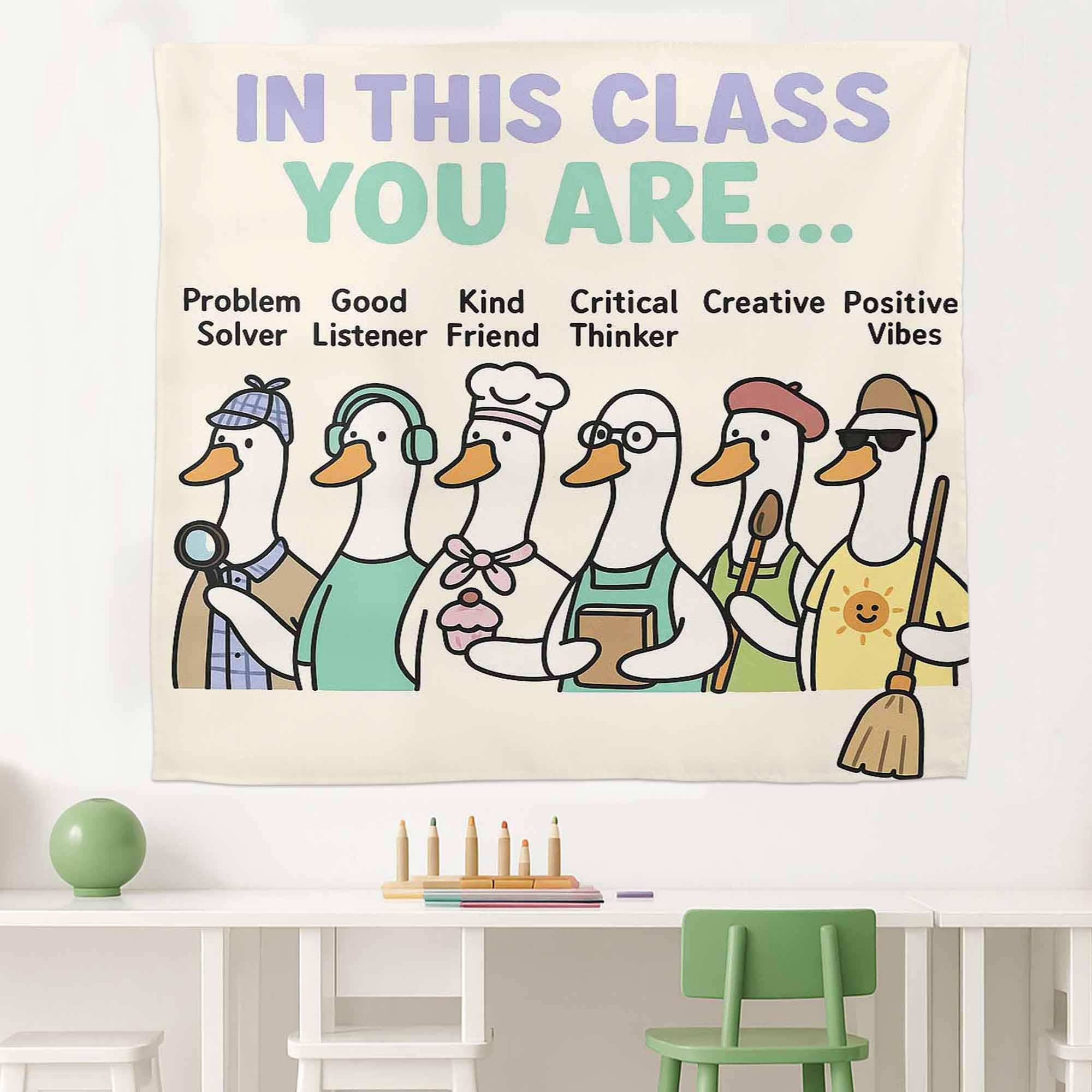 Funny Silly Goose Motivational Classroom Tapestry Decor, Classroom Tapestry for Teachers, Student Growth Mindset Banner, Classroom Decor