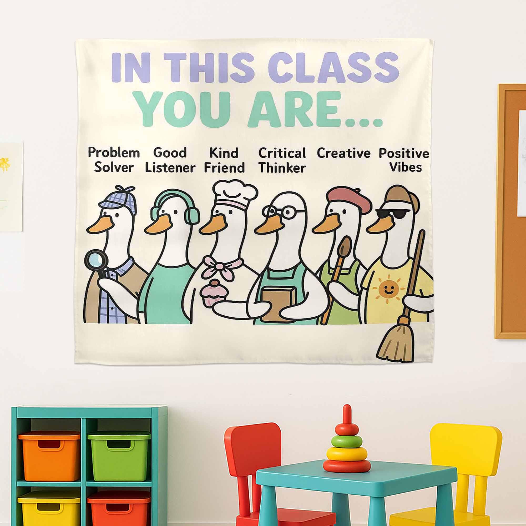 Funny Silly Goose Motivational Classroom Tapestry Decor, Classroom Tapestry for Teachers, Student Growth Mindset Banner, Classroom Decor