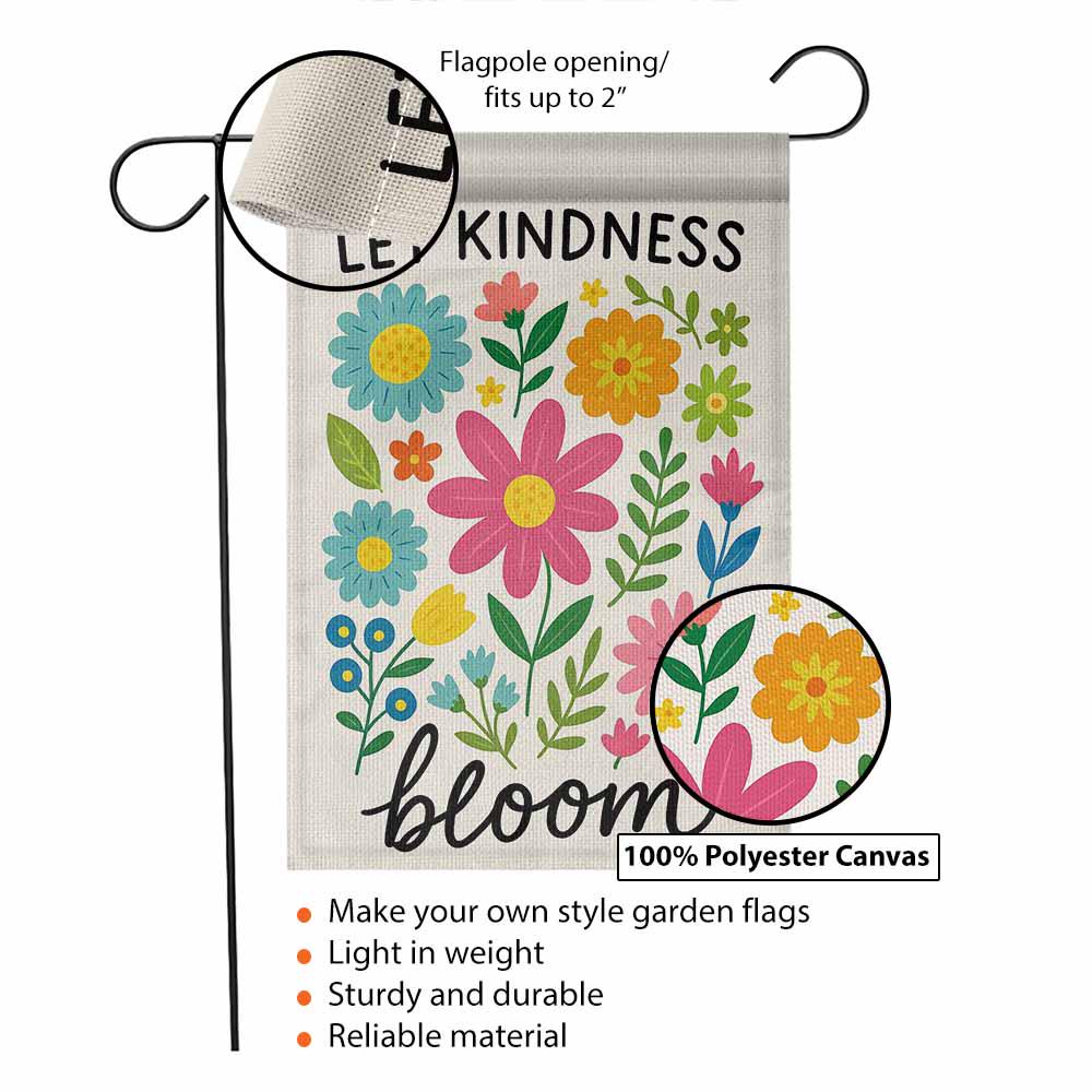 Let Kindness Bloom Garden Flag, Colorful Floral Kindness Banner, Inspirational Garden Flag Gift, Classroom Decor, Teacher Gifts