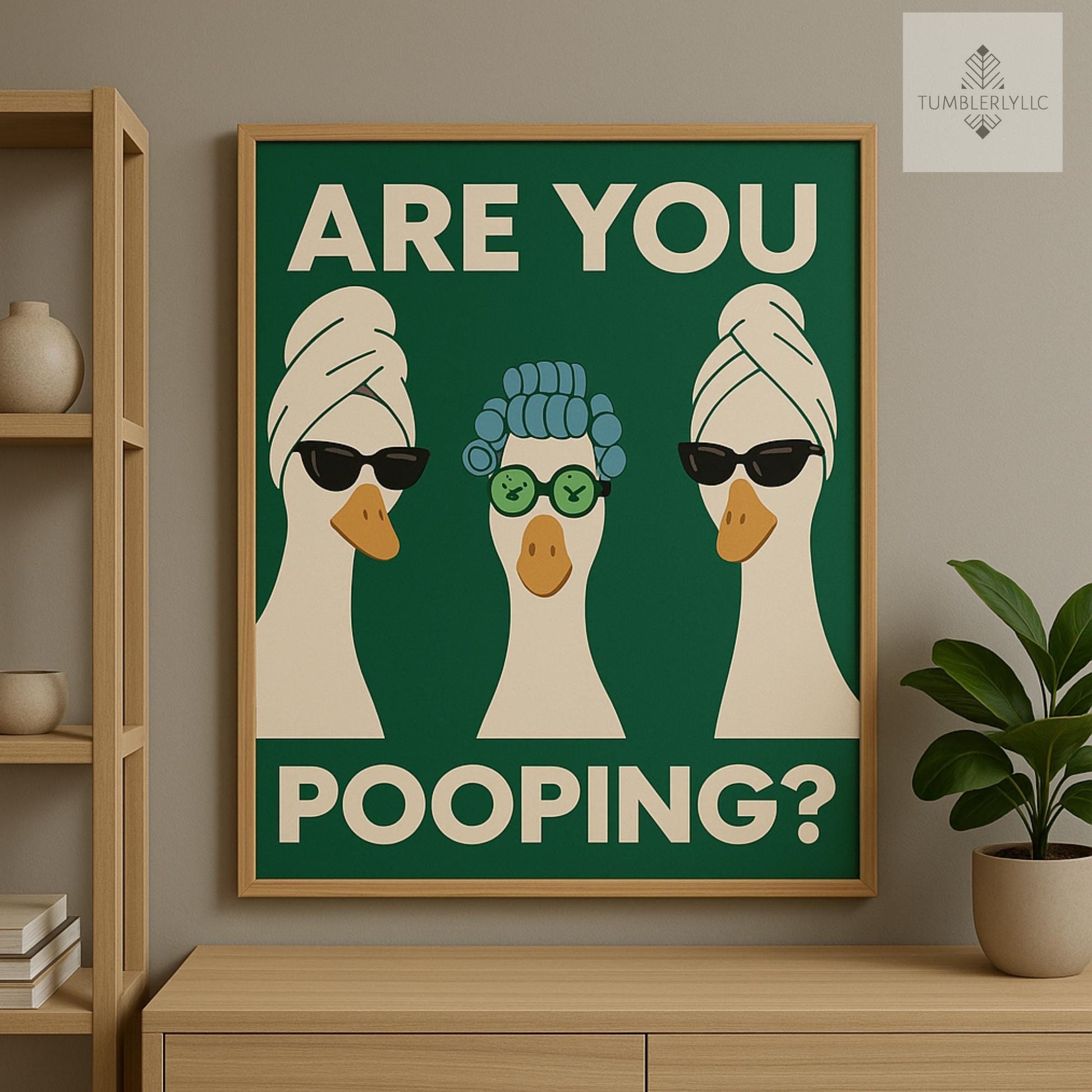 Funny Goose Bathroom Poster – Unframed Are You Pooping Wall Art, Silly Goose Spa Print, Quirky Toilet Humor Decor for Guest Bathroom