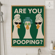 Funny Goose Bathroom Poster – Unframed Are You Pooping Wall Art, Silly Goose Spa Print, Quirky Toilet Humor Decor for Guest Bathroom