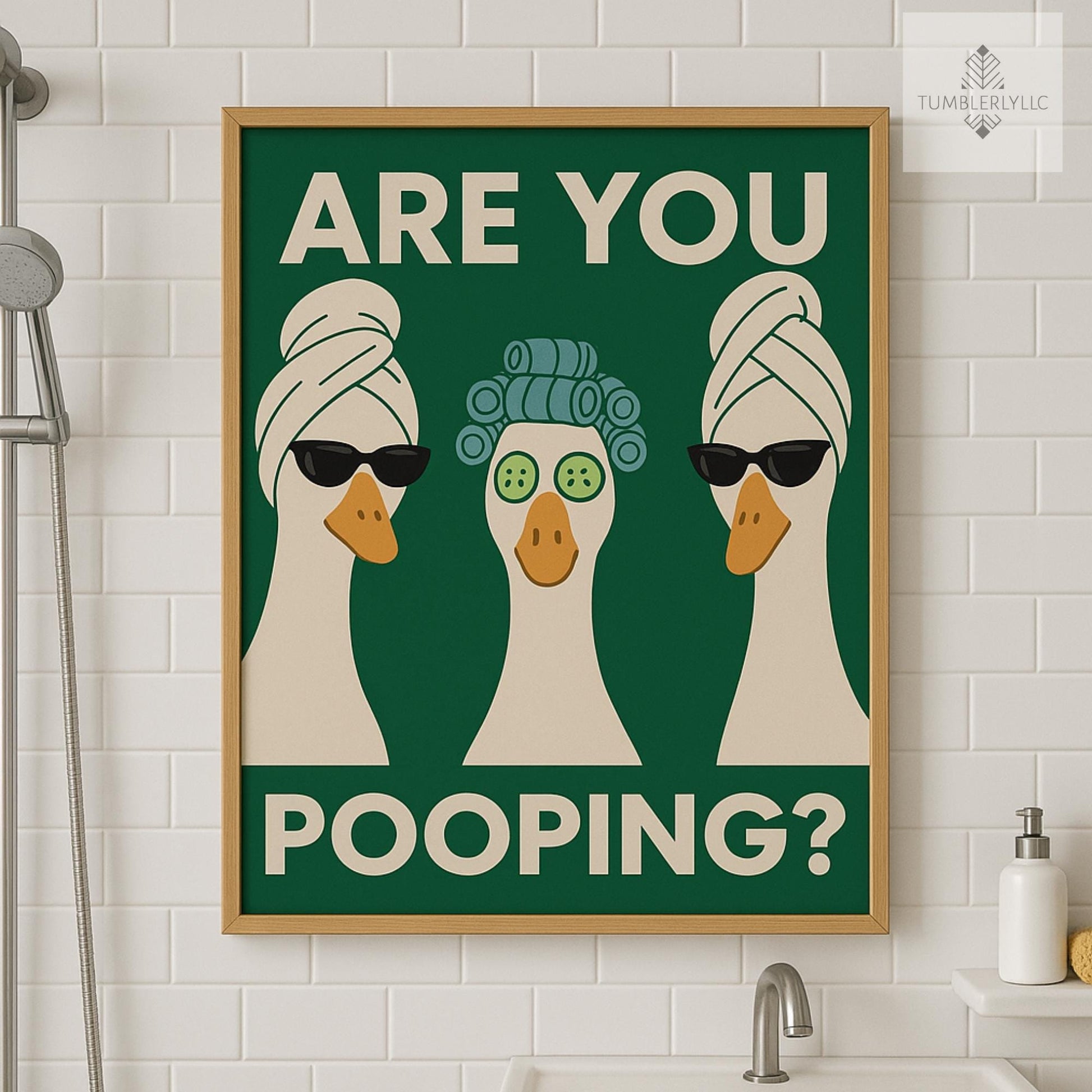 Funny Goose Bathroom Poster – Unframed Are You Pooping Wall Art, Silly Goose Spa Print, Quirky Toilet Humor Decor for Guest Bathroom