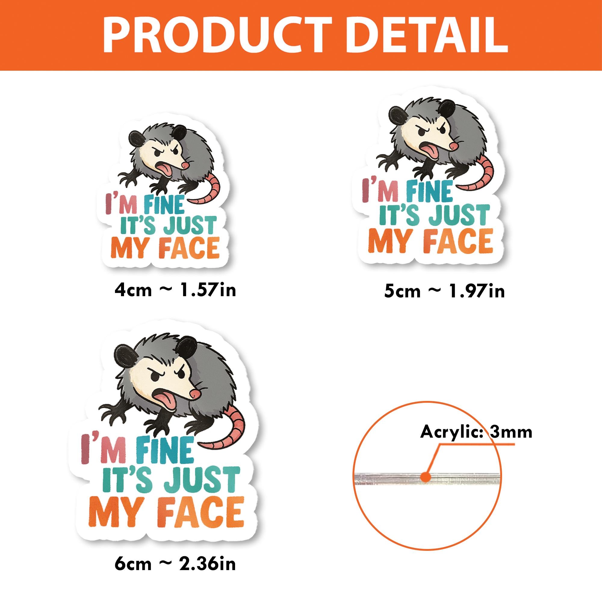 Funny Possum Badge Reel – I'm Fine It's Just My Face ID Holder, Snarky Nurse Badge Clip, Cute Grumpy Animal Gift for Healthcare Workers