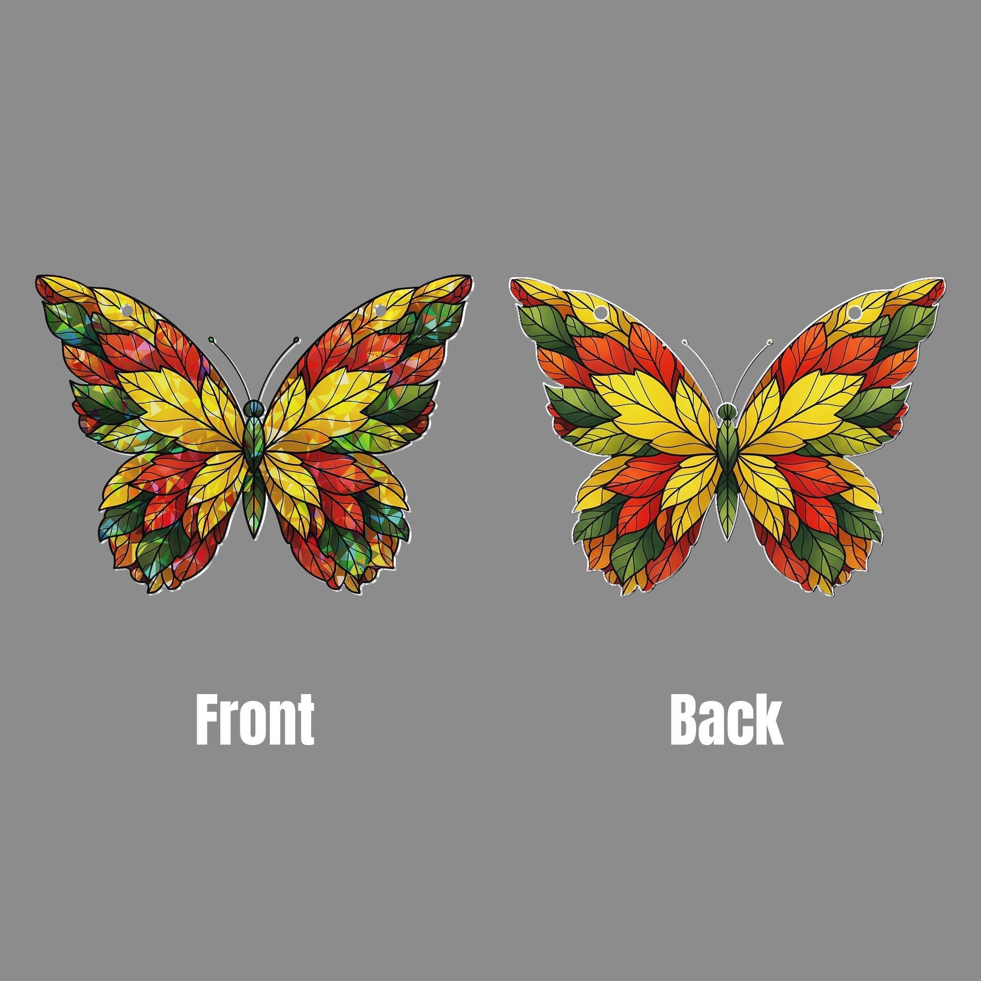 Faux Stained Glass Butterfly Suncatcher | Autumn Leaves Window Decor | Hologram Prism Catcher | Fall Butterfly Art | Unique Home Gift