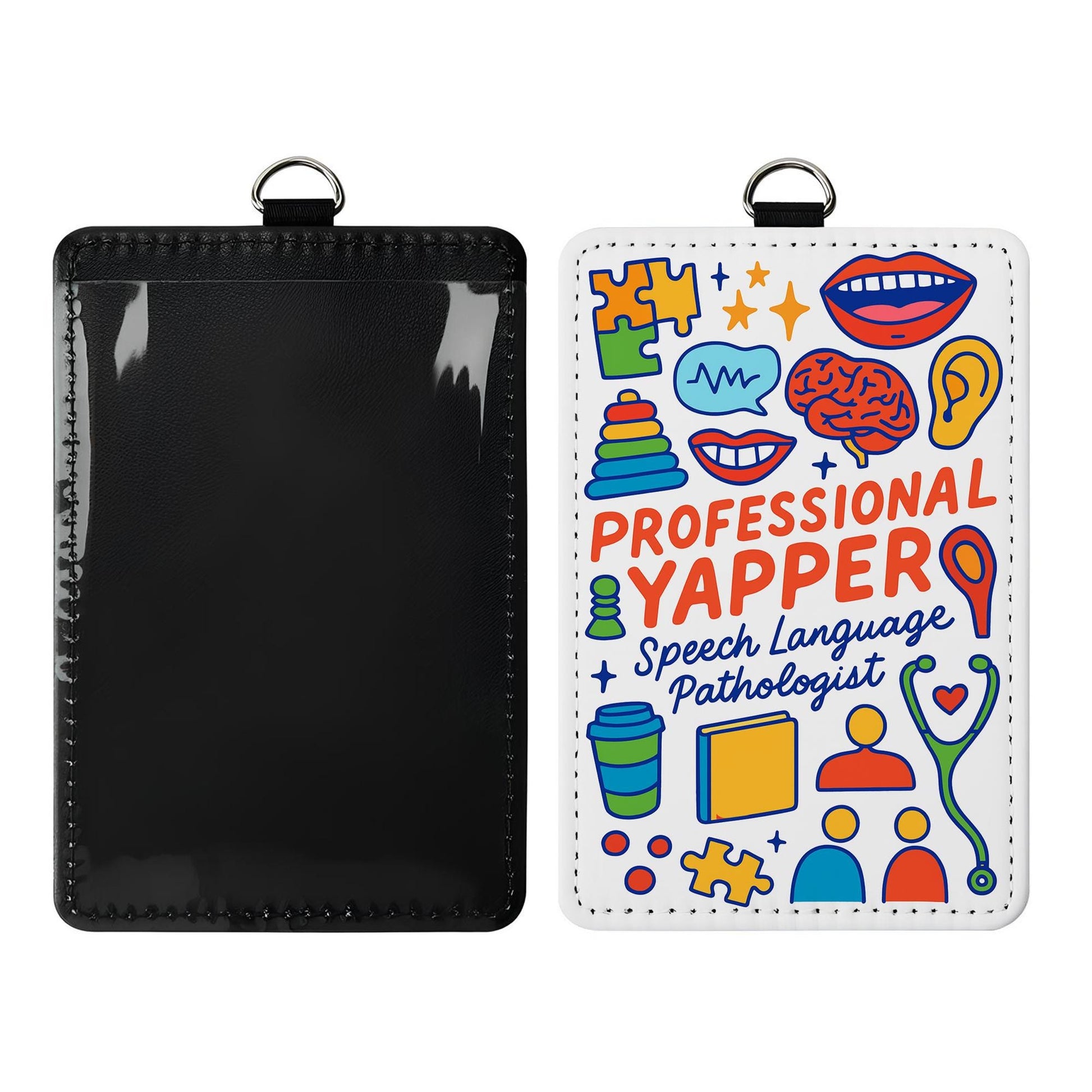 Speech Language Pathologist Badge Holder - Professional Yapper ID Tag, Funny SLP Gift, Colorful Lanyard Accessory for Therapists, Slp Badge