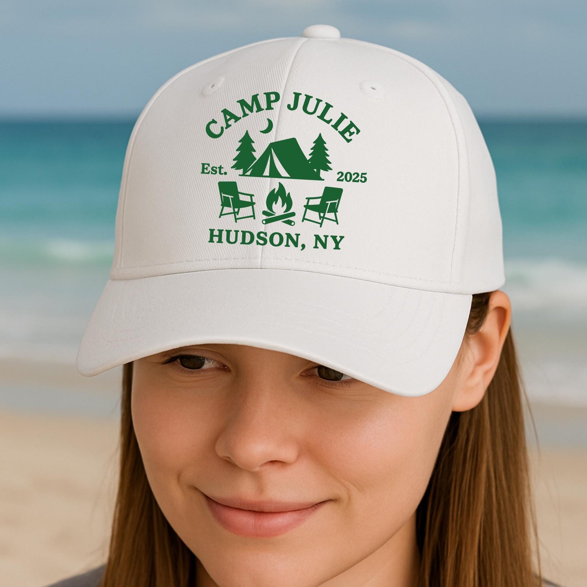 Camp Bach Hat – Custom Bachelorette Camping Hat with Name & Location, Embroidered Tent Cap, Personalized Outdoor Party Gift