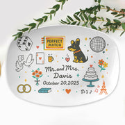 Custom Wedding Platter, Personalized Couple Gift with Date & Dog, Perfect Match Design, Engagement or Anniversary Keepsake plate