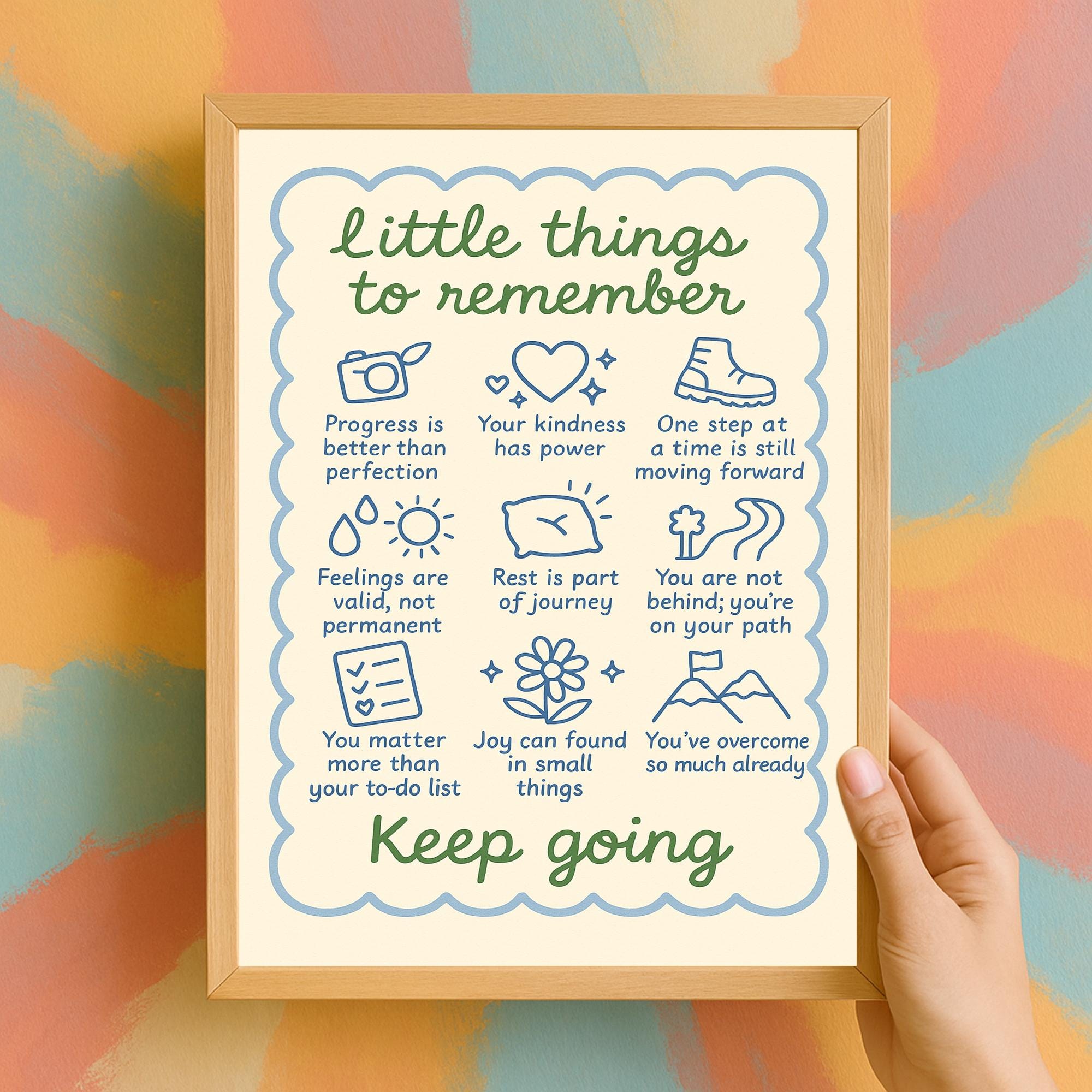 Little Things to Remember Unframed Poster/Canvas, Mental Health Decor Gift, School Counselor Wall Art, Inspirational Self-Care Print