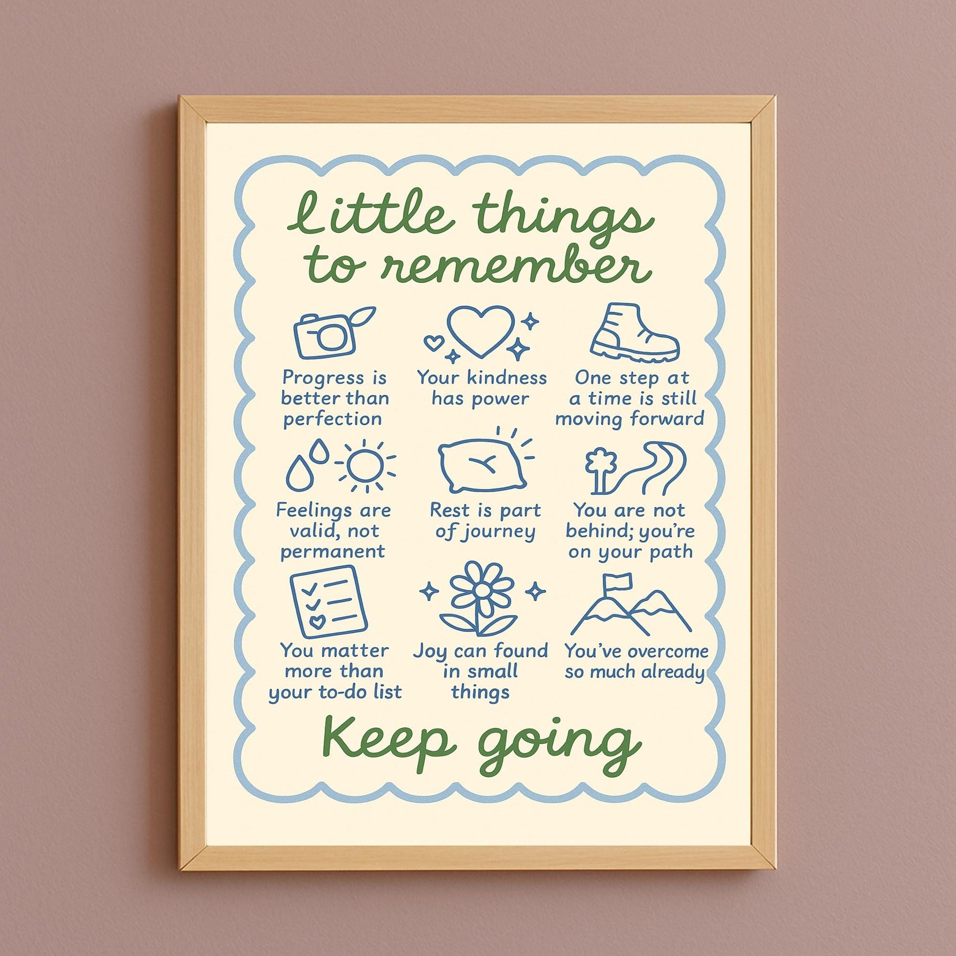 Little Things to Remember Unframed Poster/Canvas, Mental Health Decor Gift, School Counselor Wall Art, Inspirational Self-Care Print