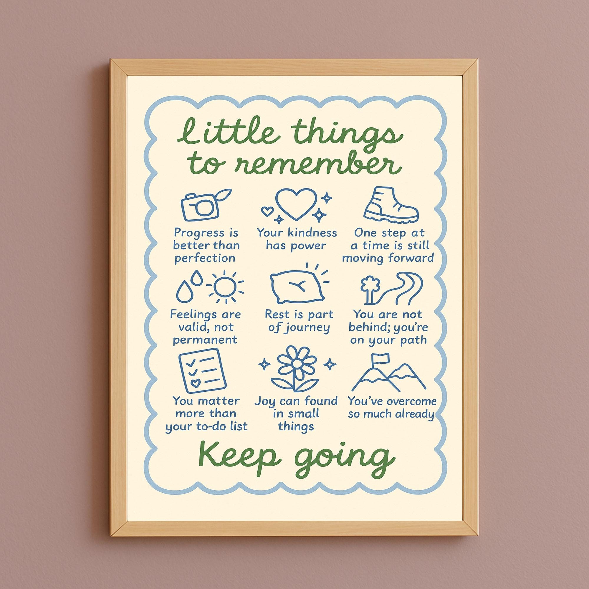 Little Things to Remember Unframed Poster/Canvas, Mental Health Decor Gift, School Counselor Wall Art, Inspirational Self-Care Print