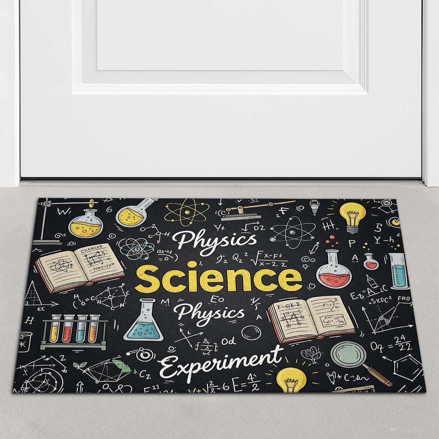 Science Classroom Rug, Physics Doormat for Teachers, STEM Lab Decor, Experiment Theme Mat, Back to School Science Gift