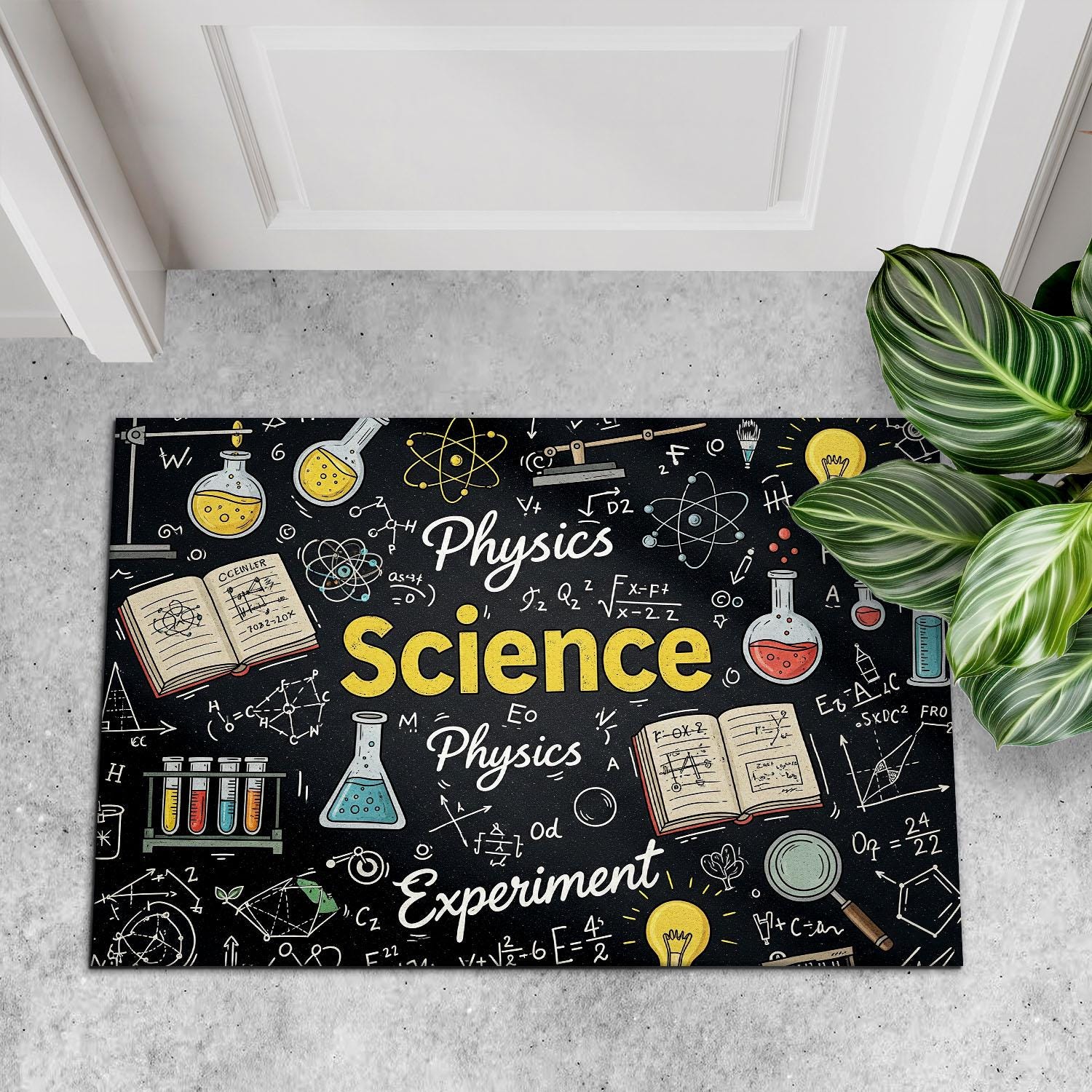Science Classroom Rug, Physics Doormat for Teachers, STEM Lab Decor, Experiment Theme Mat, Back to School Science Gift