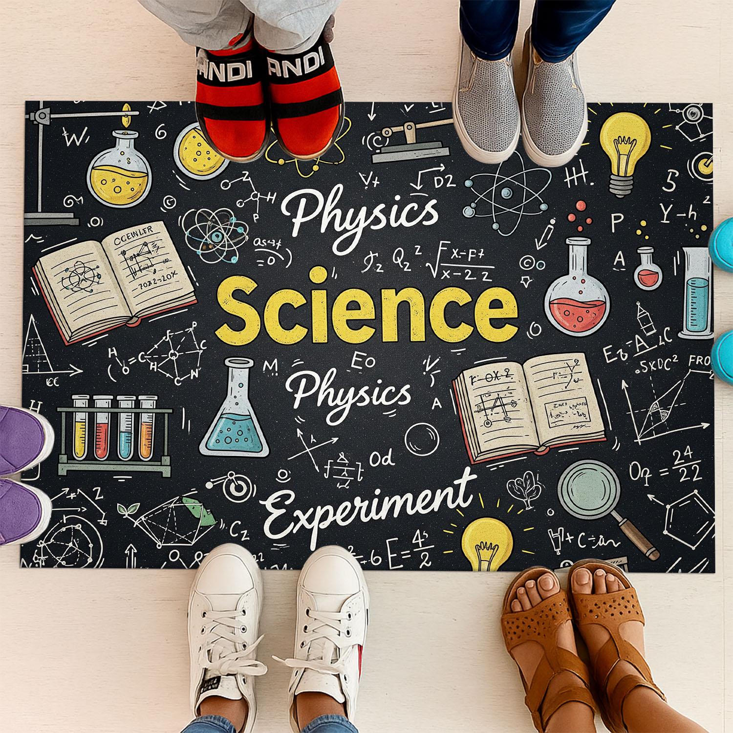 Science Classroom Rug, Physics Doormat for Teachers, STEM Lab Decor, Experiment Theme Mat, Back to School Science Gift
