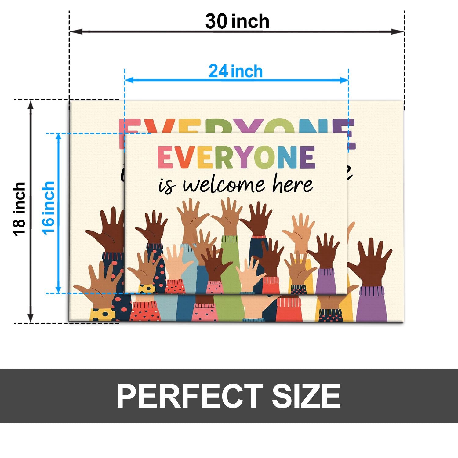 Everyone Is Welcome Here Rug, Diversity Classroom Doormat, Inclusive Entry Mat, Teacher Decor, Multicultural School Welcome Mat