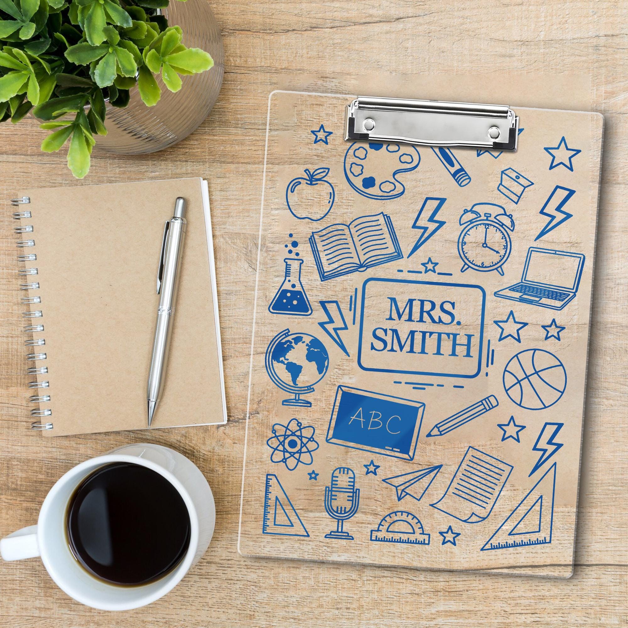 Personalized Teacher Gifts, Custom Acrylic Clipboard With Teacher Name, Elements Teacher Clipboard, Back To School Teacher Appreciation Gift