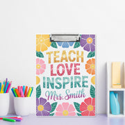 Teach Love Inspire Clipboard – Personalized Teacher Gift, Teacher Love Inspire Clipboard With Teacher Name Glitter , Back to School Gifts