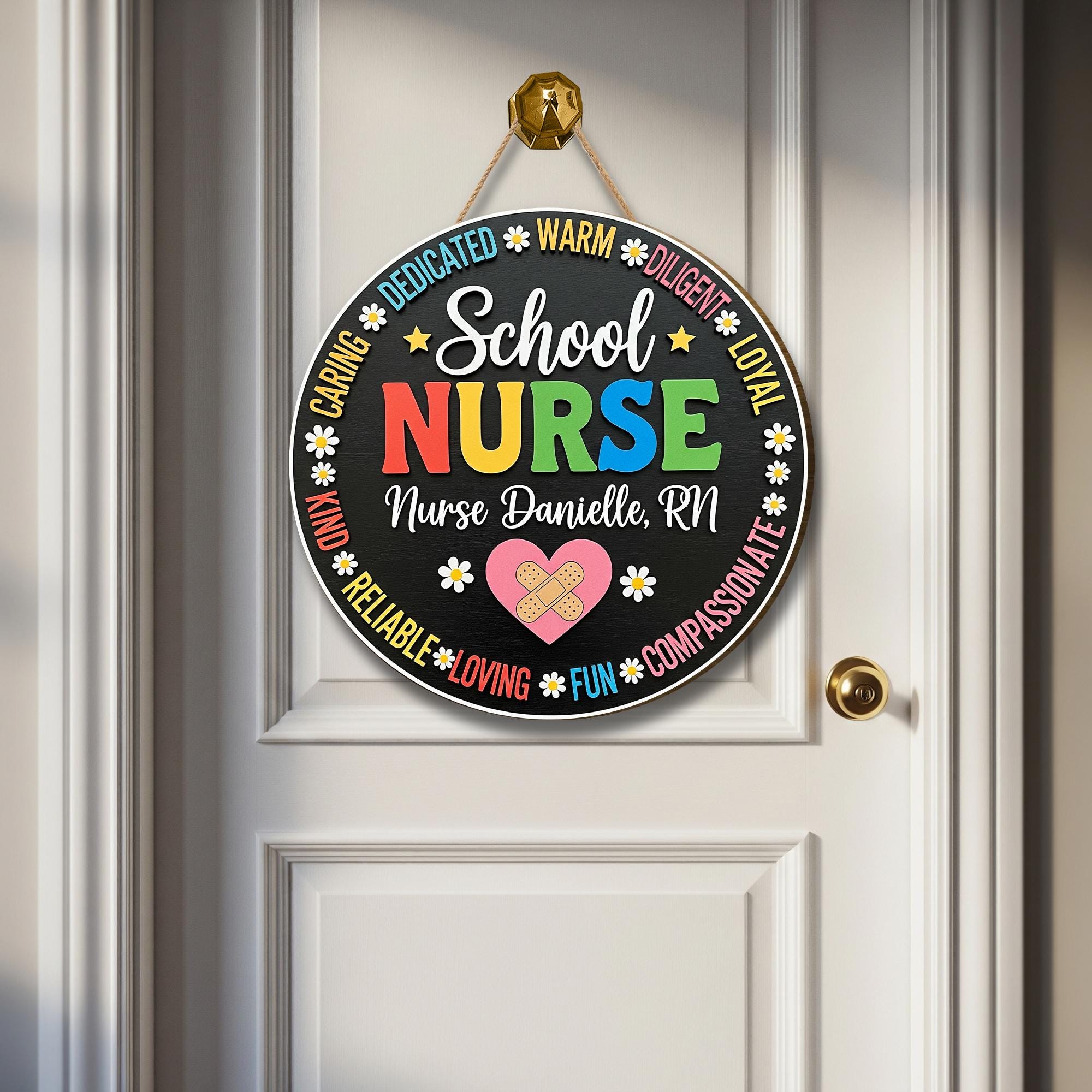 School Nurse 3D Door Sign, Personalized Nurse Wooden Sign, Colorful RN Office Decor, Nurse Appreciation Gift, Custom Plaque