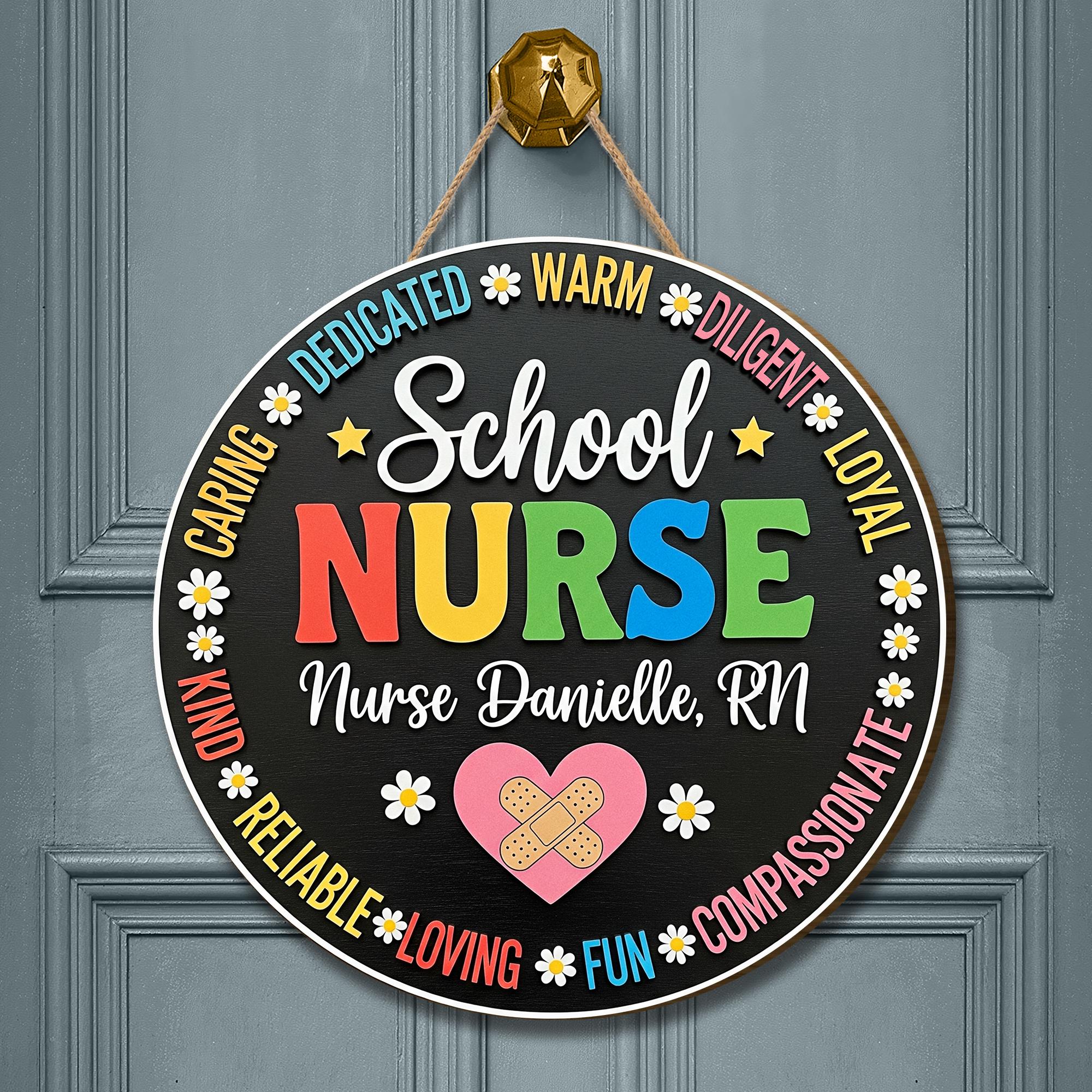 School Nurse 3D Door Sign, Personalized Nurse Wooden Sign, Colorful RN Office Decor, Nurse Appreciation Gift, Custom Plaque