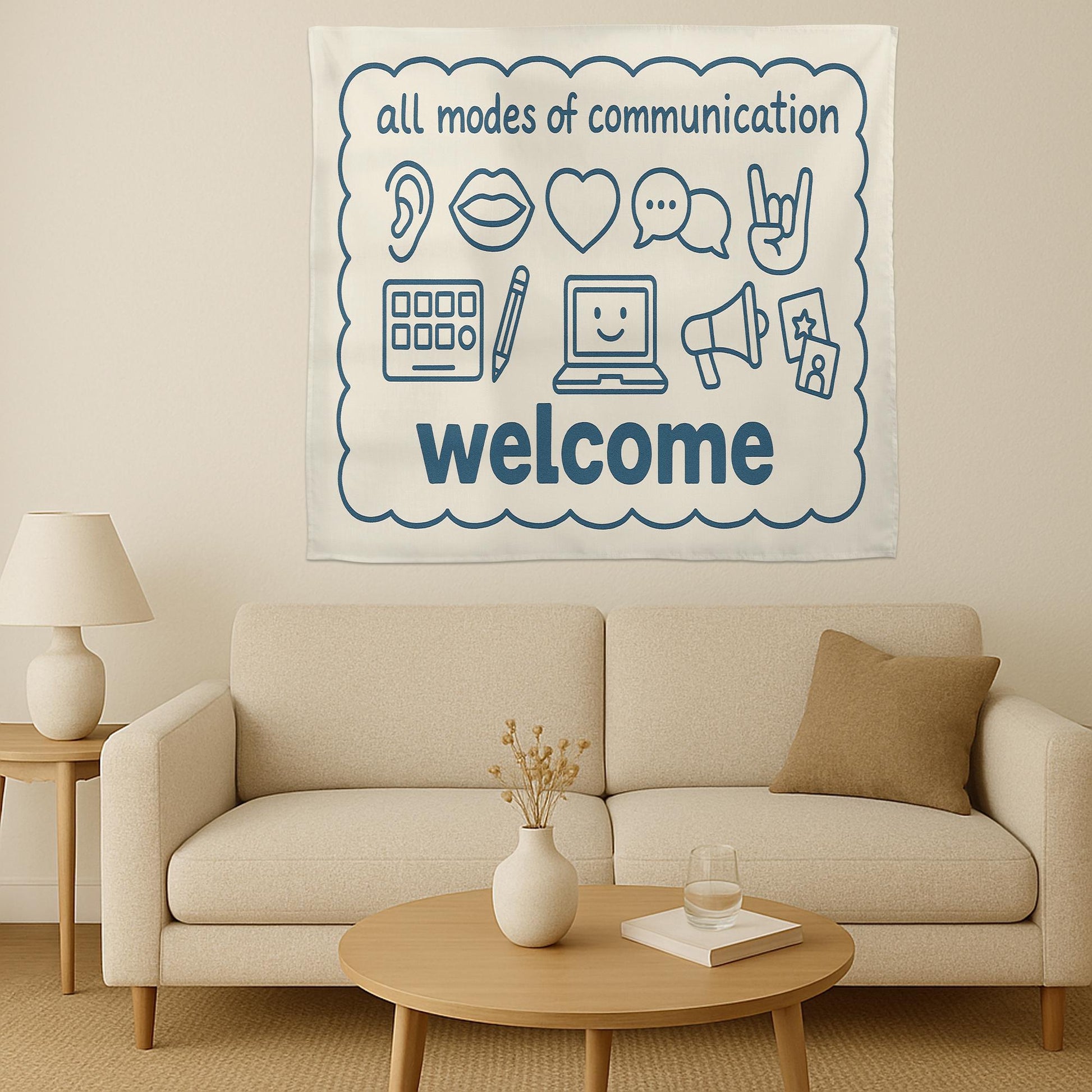 Speech Therapist Tapestry, All Modes of Communication Welcome Banner, SLP Classroom Decor, Back to School Gift for Therapists