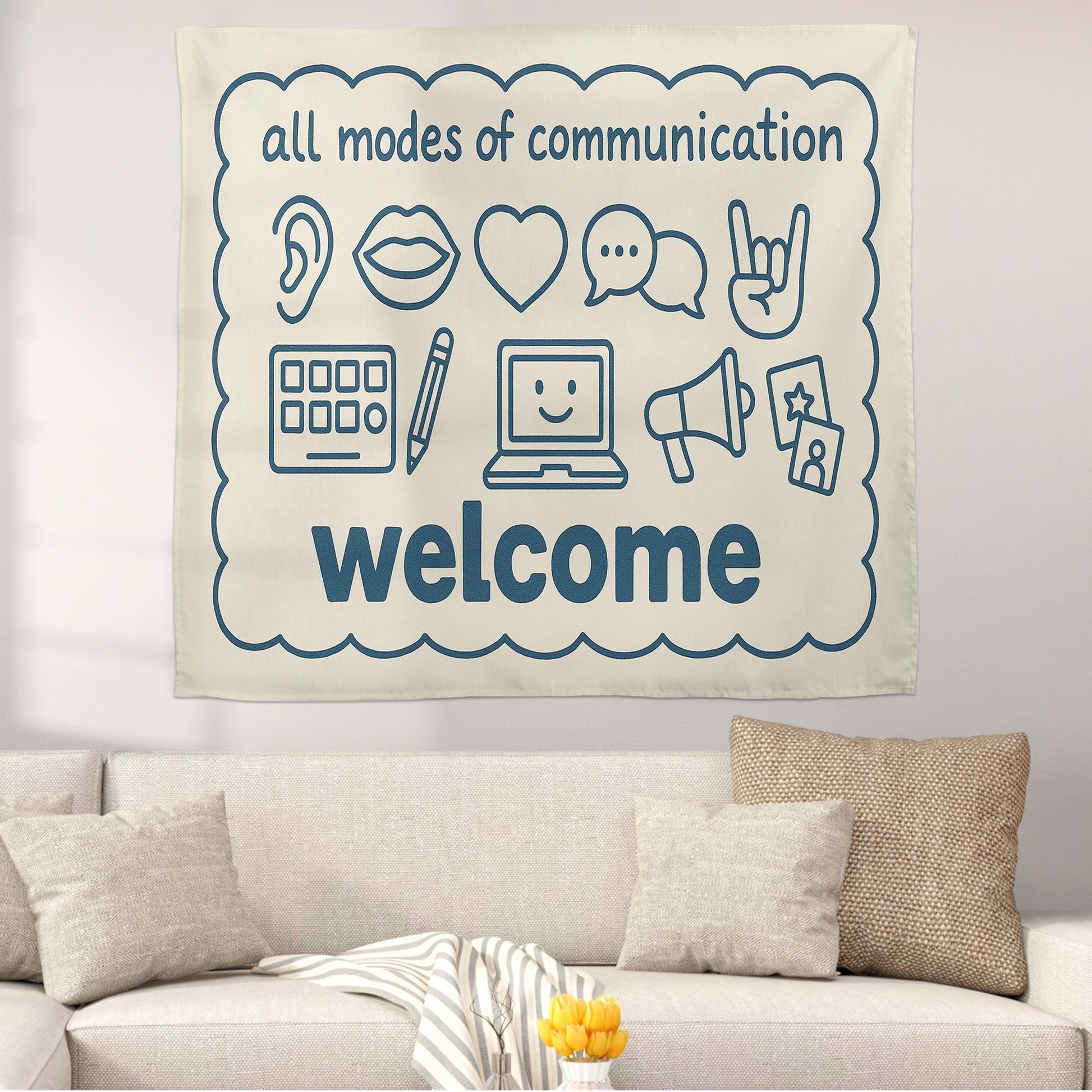 Speech Therapist Tapestry, All Modes of Communication Welcome Banner, SLP Classroom Decor, Back to School Gift for Therapists