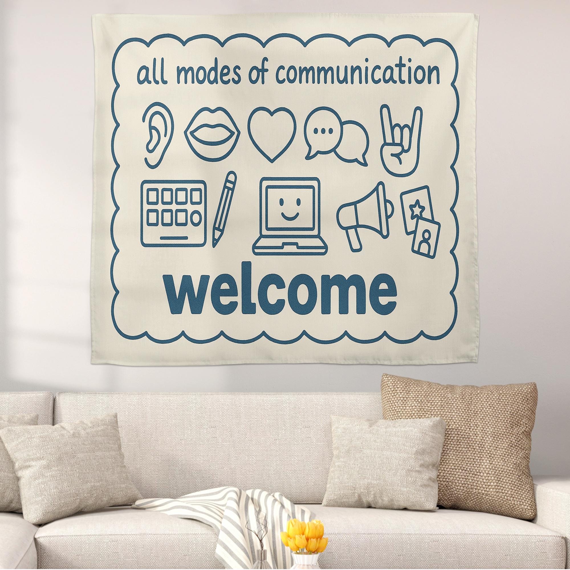 Speech Therapist Tapestry, All Modes of Communication Welcome Banner, SLP Classroom Decor, Back to School Gift for Therapists