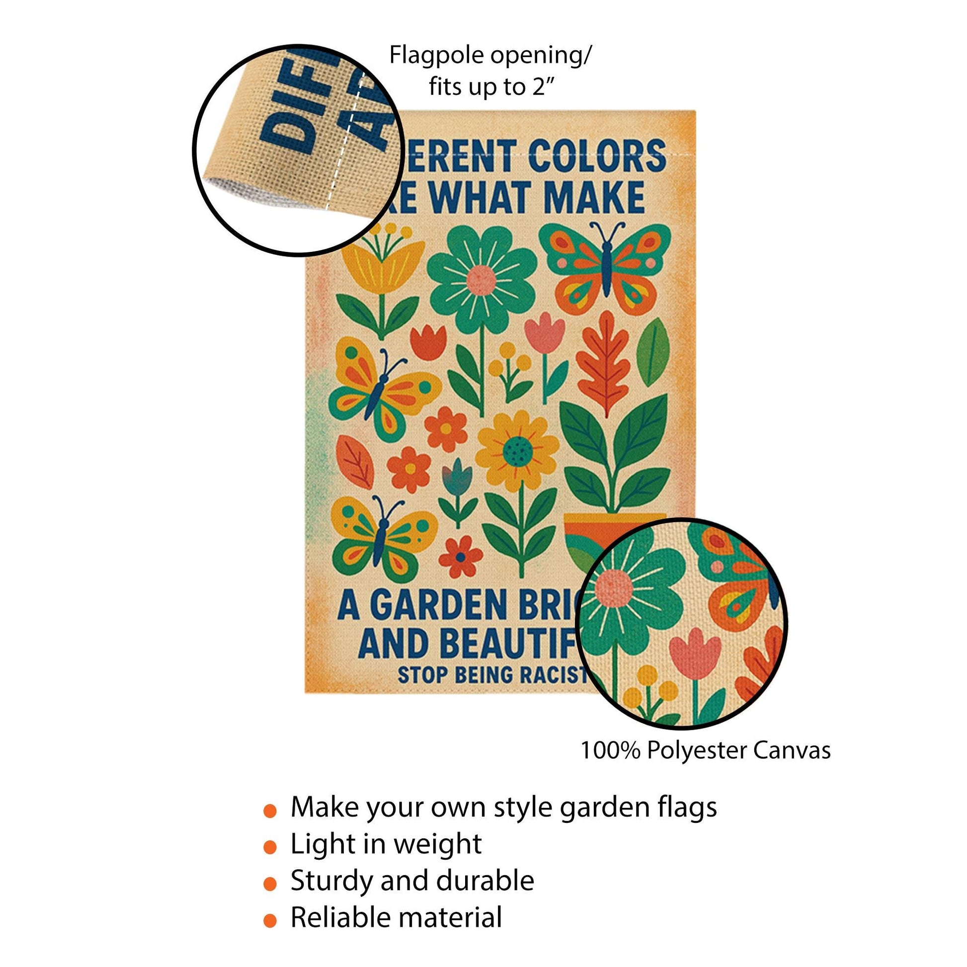 Diversity Garden Flag, Anti-Racism Yard Decor, Immigrant Pro Equality Flag, Colorful Outdoor Banner, Inclusion Garden Sign