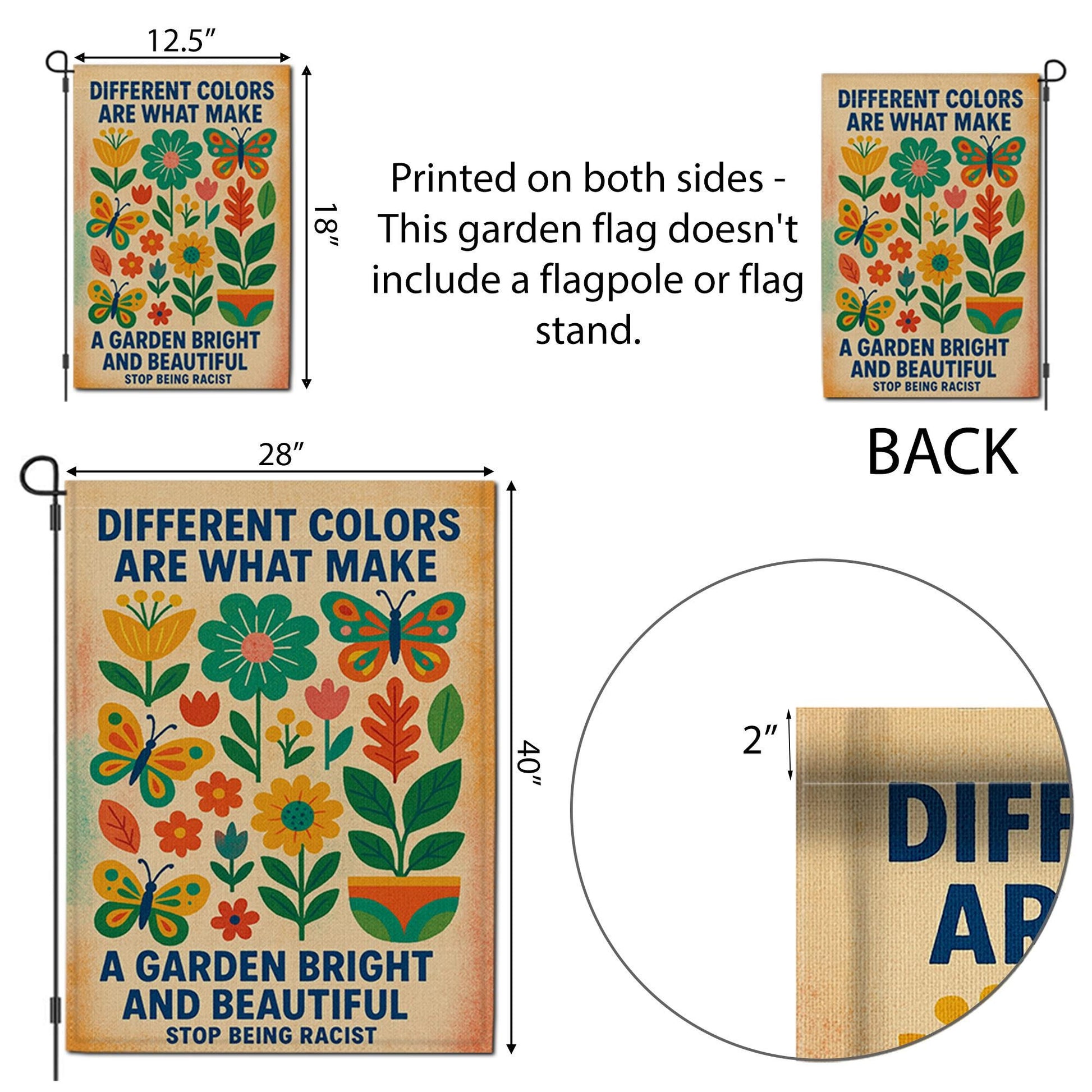 Diversity Garden Flag, Anti-Racism Yard Decor, Immigrant Pro Equality Flag, Colorful Outdoor Banner, Inclusion Garden Sign