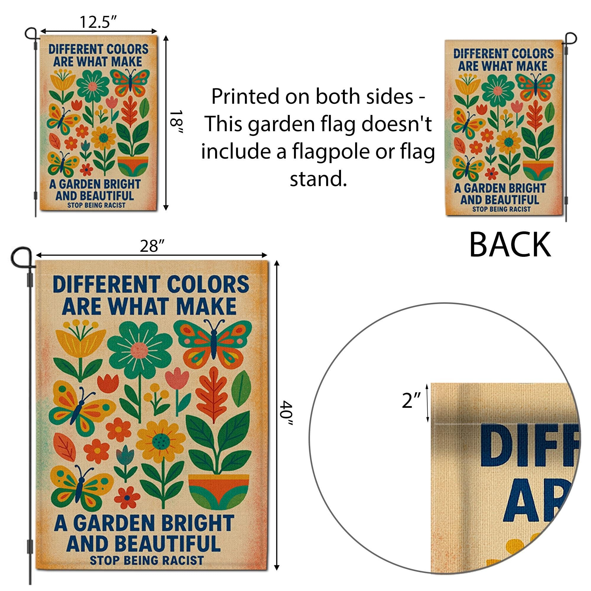 Diversity Garden Flag, Anti-Racism Yard Decor, Immigrant Pro Equality Flag, Colorful Outdoor Banner, Inclusion Garden Sign