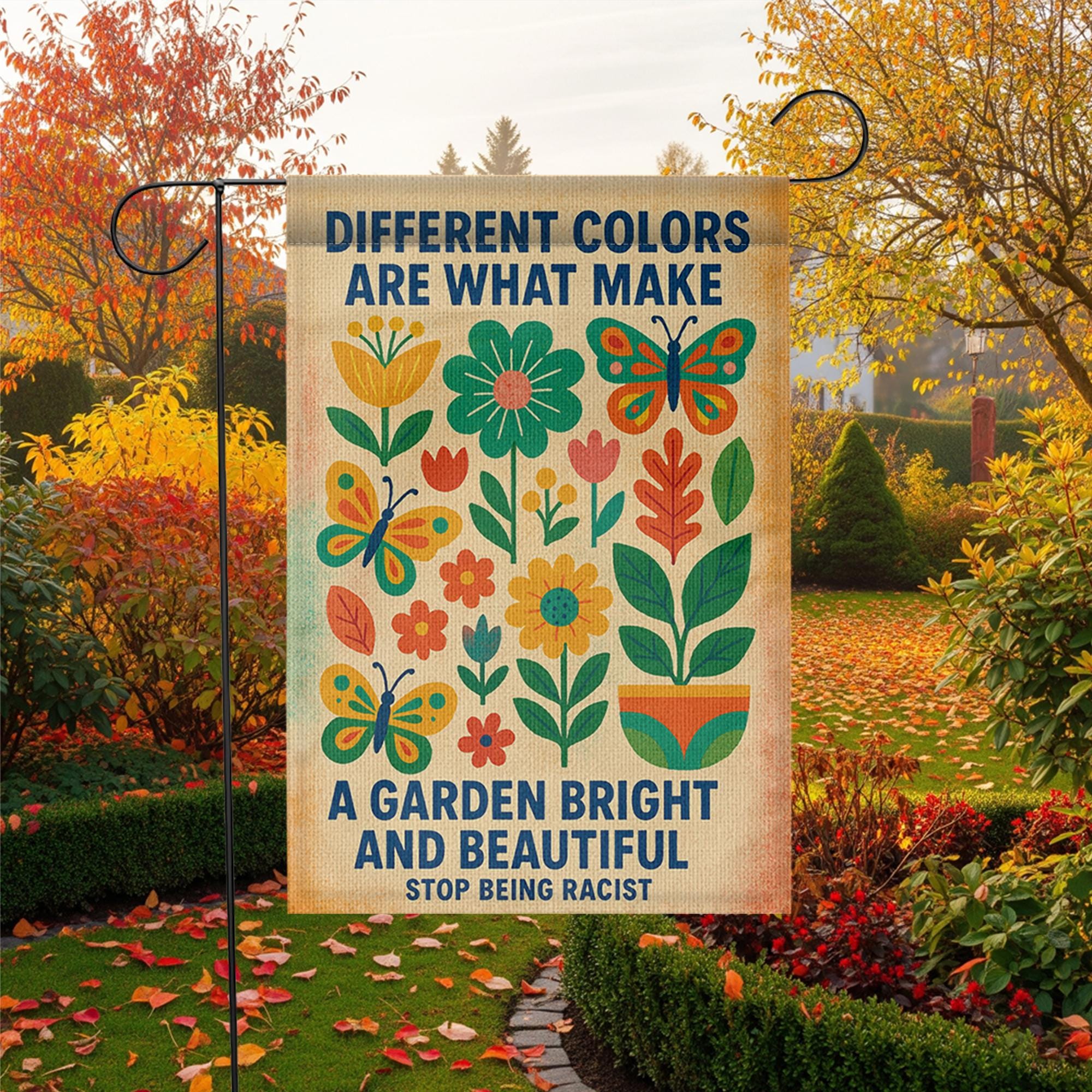 Diversity Garden Flag, Anti-Racism Yard Decor, Immigrant Pro Equality Flag, Colorful Outdoor Banner, Inclusion Garden Sign