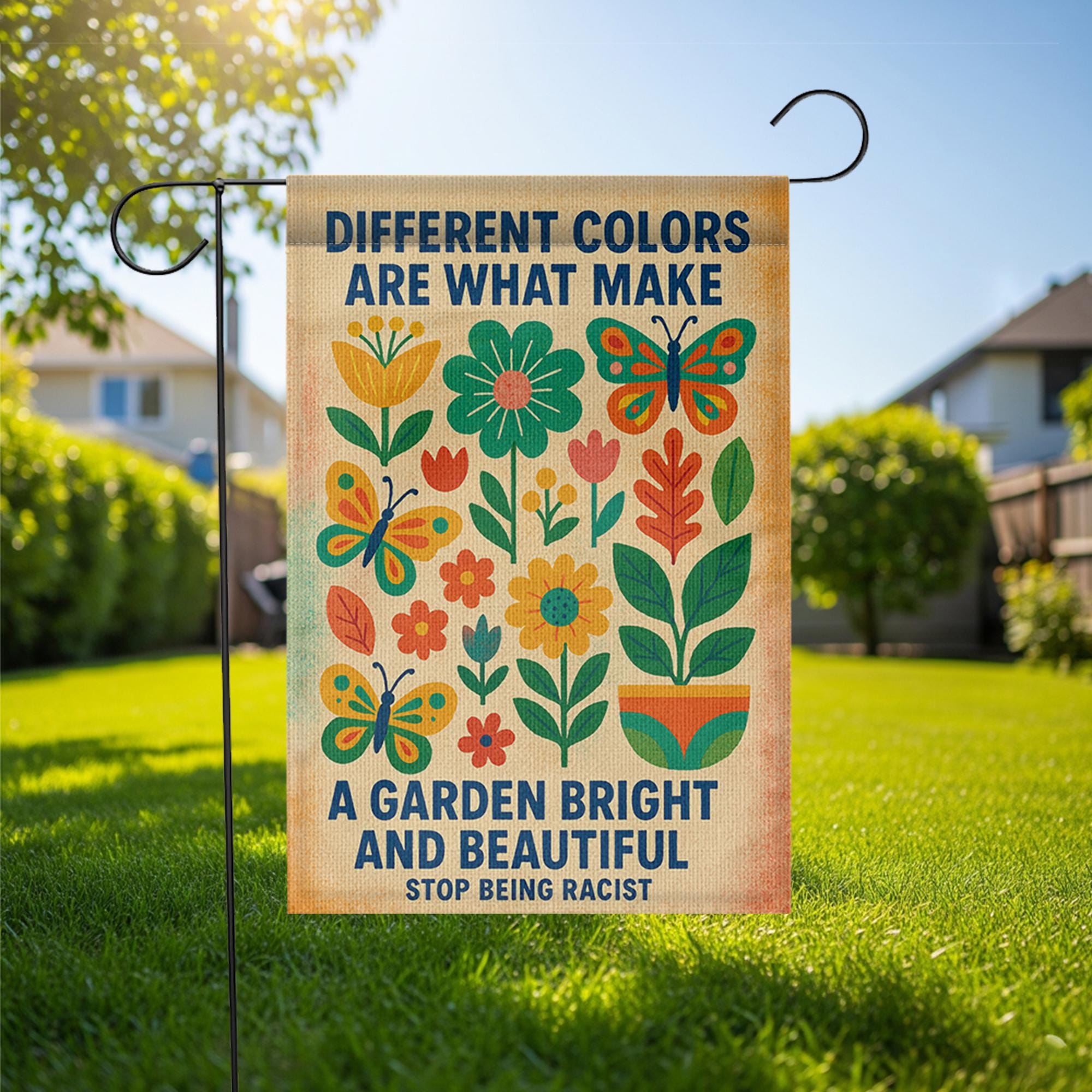 Diversity Garden Flag, Anti-Racism Yard Decor, Immigrant Pro Equality Flag, Colorful Outdoor Banner, Inclusion Garden Sign