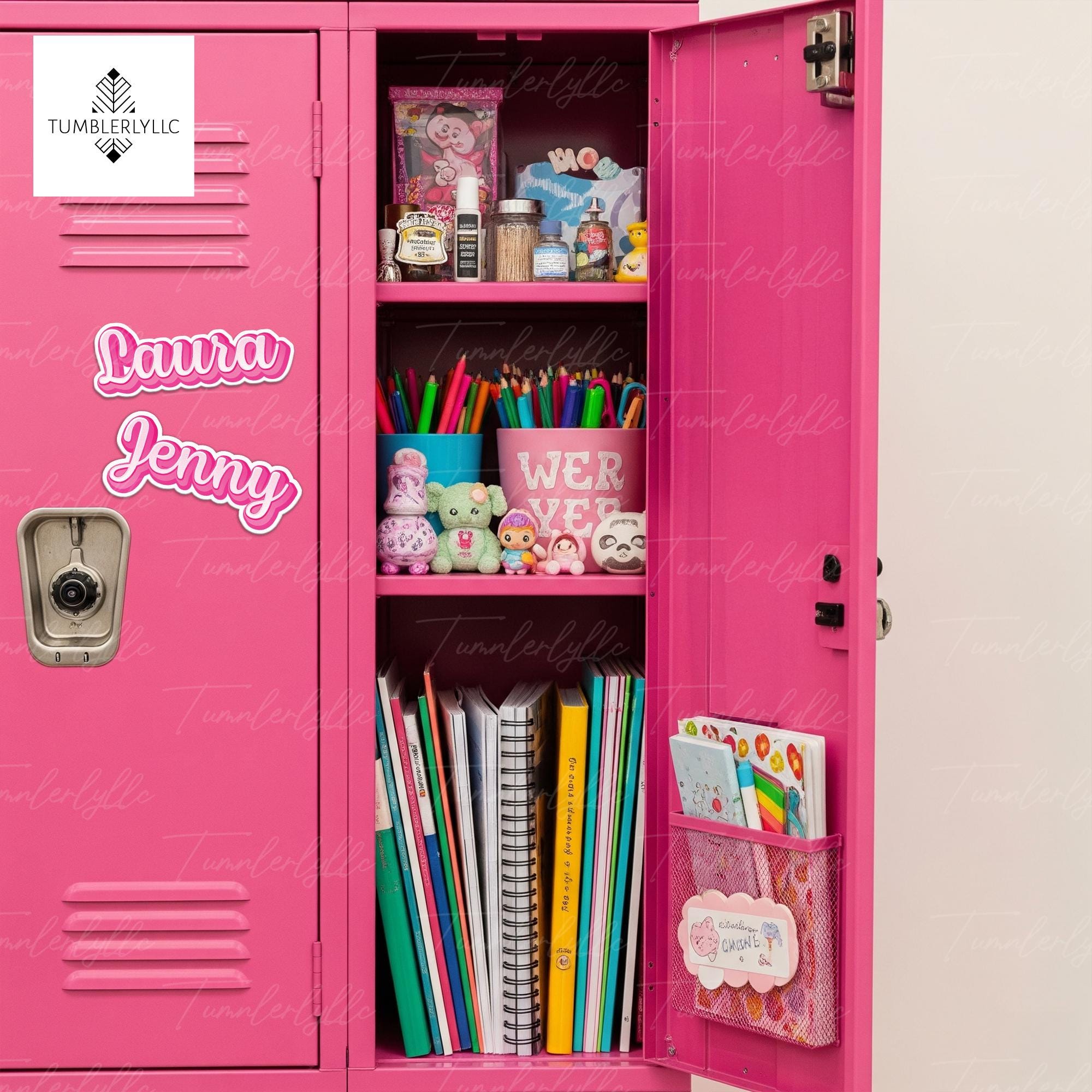 Custom Name Locker Magnet, Personalized Back to School Magnet, Cute Pink Name Tag, Kids School Locker Decor, Student Gift