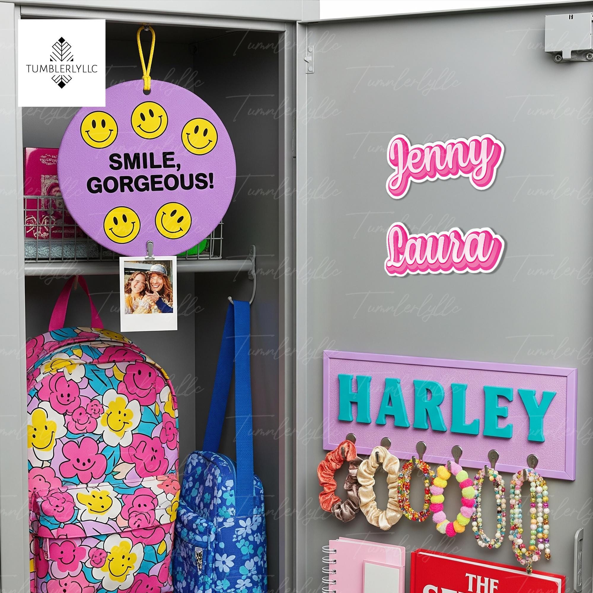 Custom Name Locker Magnet, Personalized Back to School Magnet, Cute Pink Name Tag, Kids School Locker Decor, Student Gift