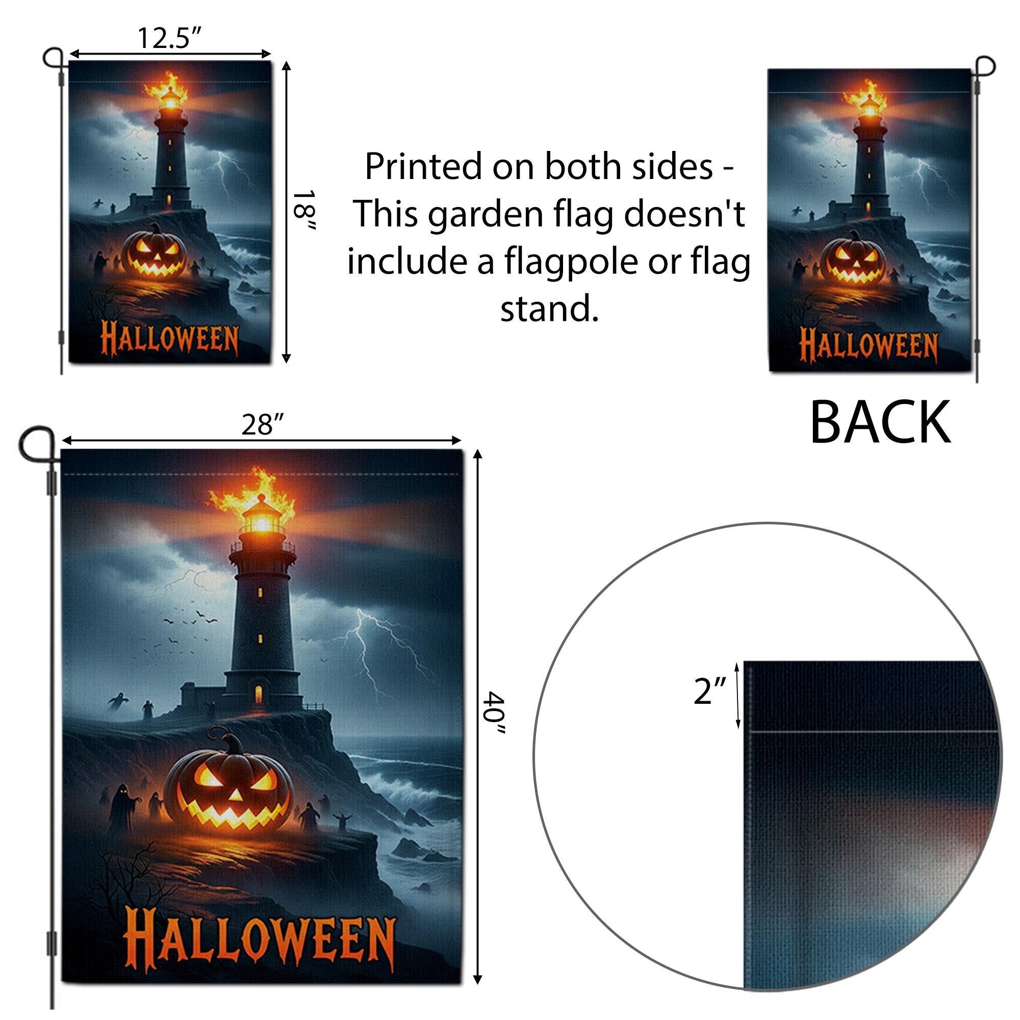 Halloween Lighthouse Garden Flag, Spooky Coastal Decor, Jack O Lantern Yard Flag, Haunted Sea Halloween Outdoor Sign