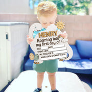 Personalized Dinosaur First Day of School Sign, Reusable Milestone Sign, Roaring Back to School Board, Photo Prop for Preschool,Kindergarten