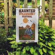 Haunted Strawberry Festival Flag – Funny Skeleton Garden Flag, Halloween Strawberry Patch Decor, Spooky Farm Outdoor Yard Sign