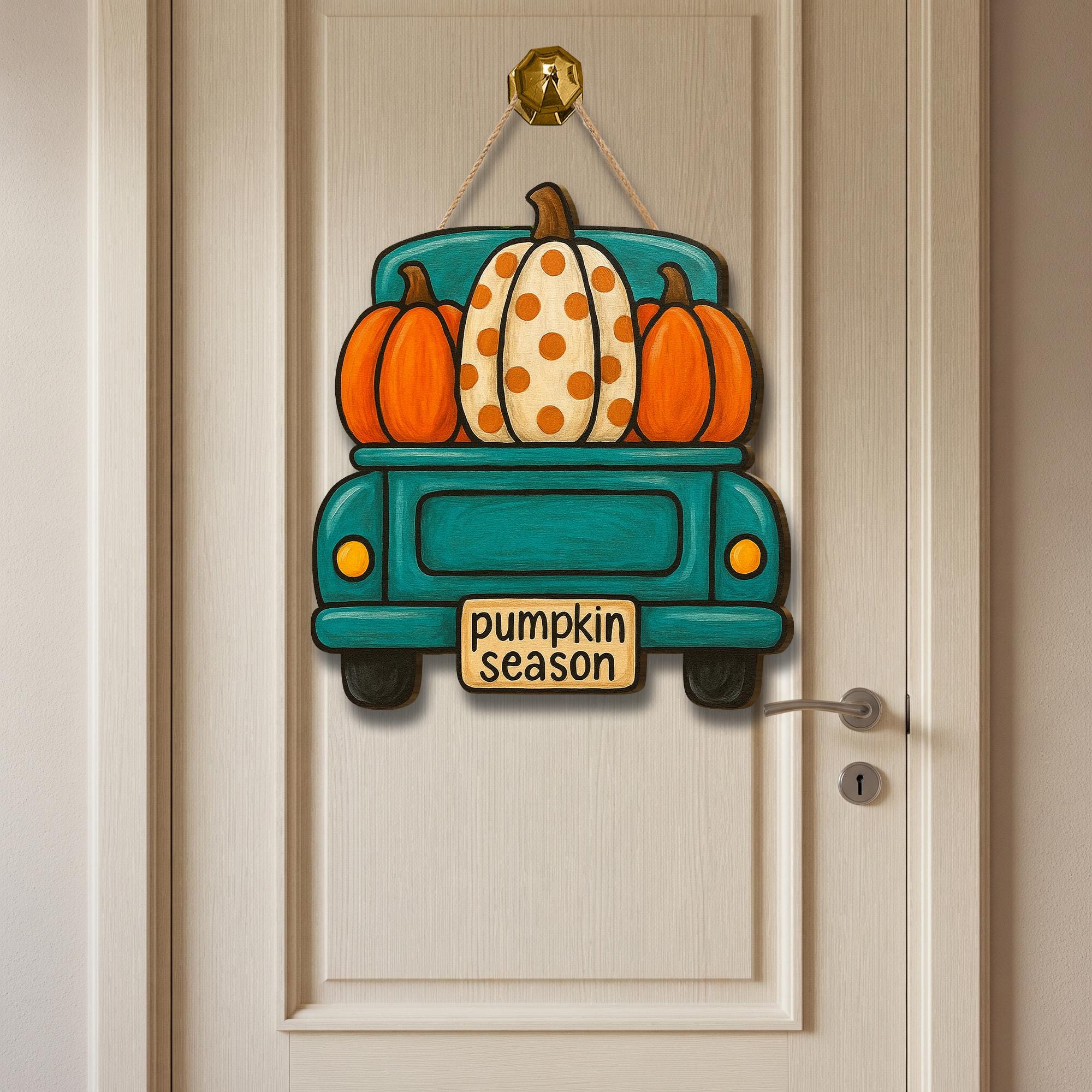 Pumpkin Season Wooden Door Sign, Fall Truck Decor, Autumn Wooden Sign, Farmhouse Pumpkin Decor, Rustic Front Door Hanging