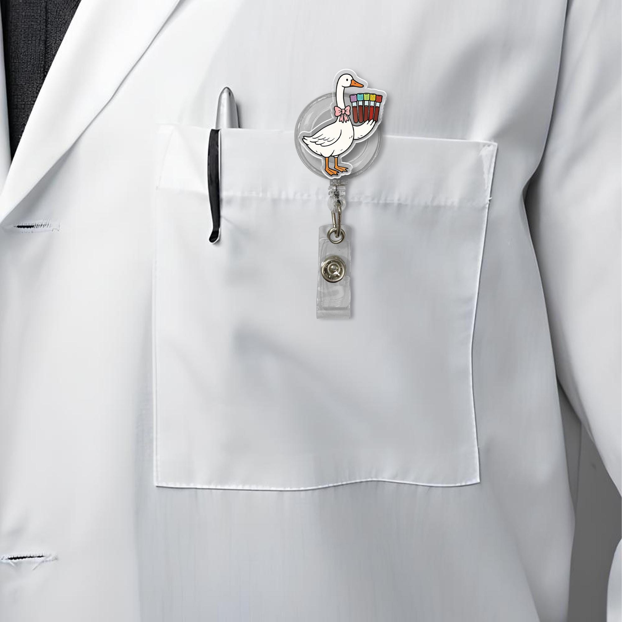 Funny Phlebotomist Badge Reel – Silly Goose Nurse ID Holder – Cute Medical Accessory for Lab Tech, RN, or Healthcare Worker