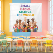 Small Hands Change the World Banner - Diverse Hands Classroom Wall Art, Inclusive Teacher Decor for Preschool & Elementary, Back To School