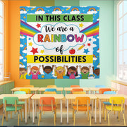 In This Class We Are a Rainbow of Possibilities Tapestry, Colorful Classroom Wall Decor, Motivational Teacher Poster for Kid, Back To School