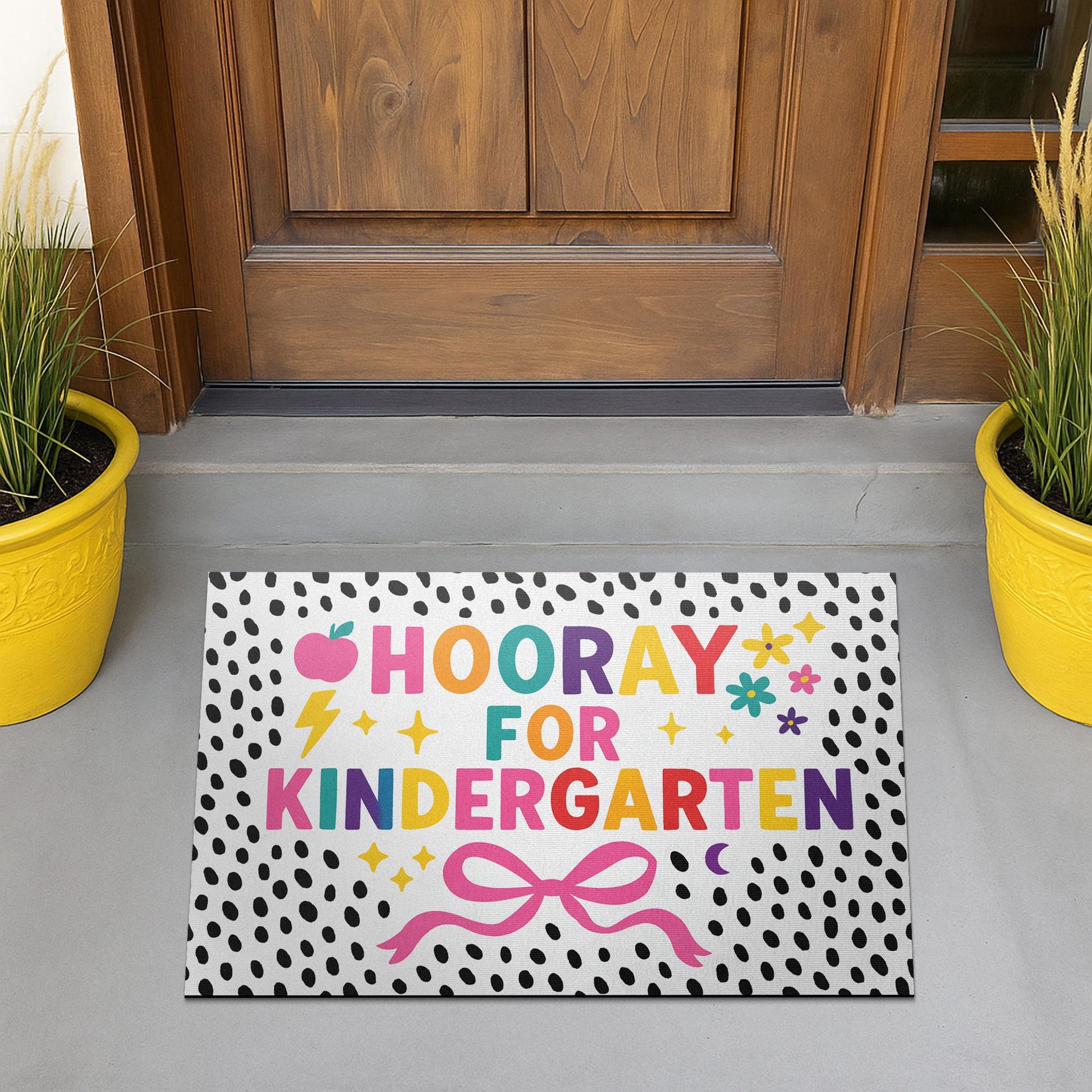 Hooray for Kindergarten Doormat, Back to School Welcome Mat, Classroom Rug, Colorful Entry Decor, Teacher Gift Idea
