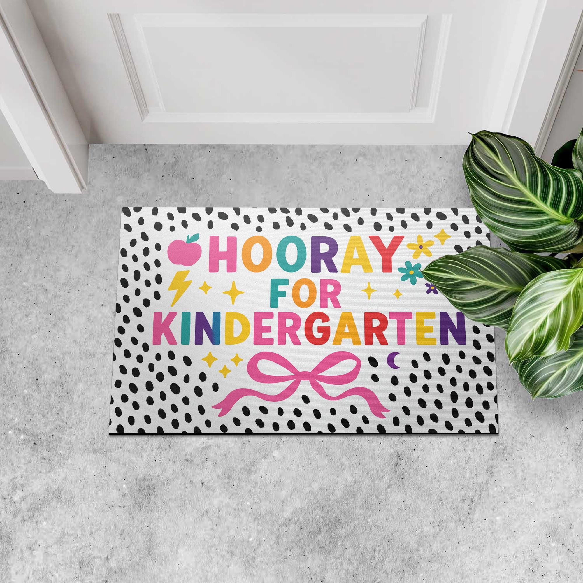 Hooray for Kindergarten Doormat, Back to School Welcome Mat, Classroom Rug, Colorful Entry Decor, Teacher Gift Idea