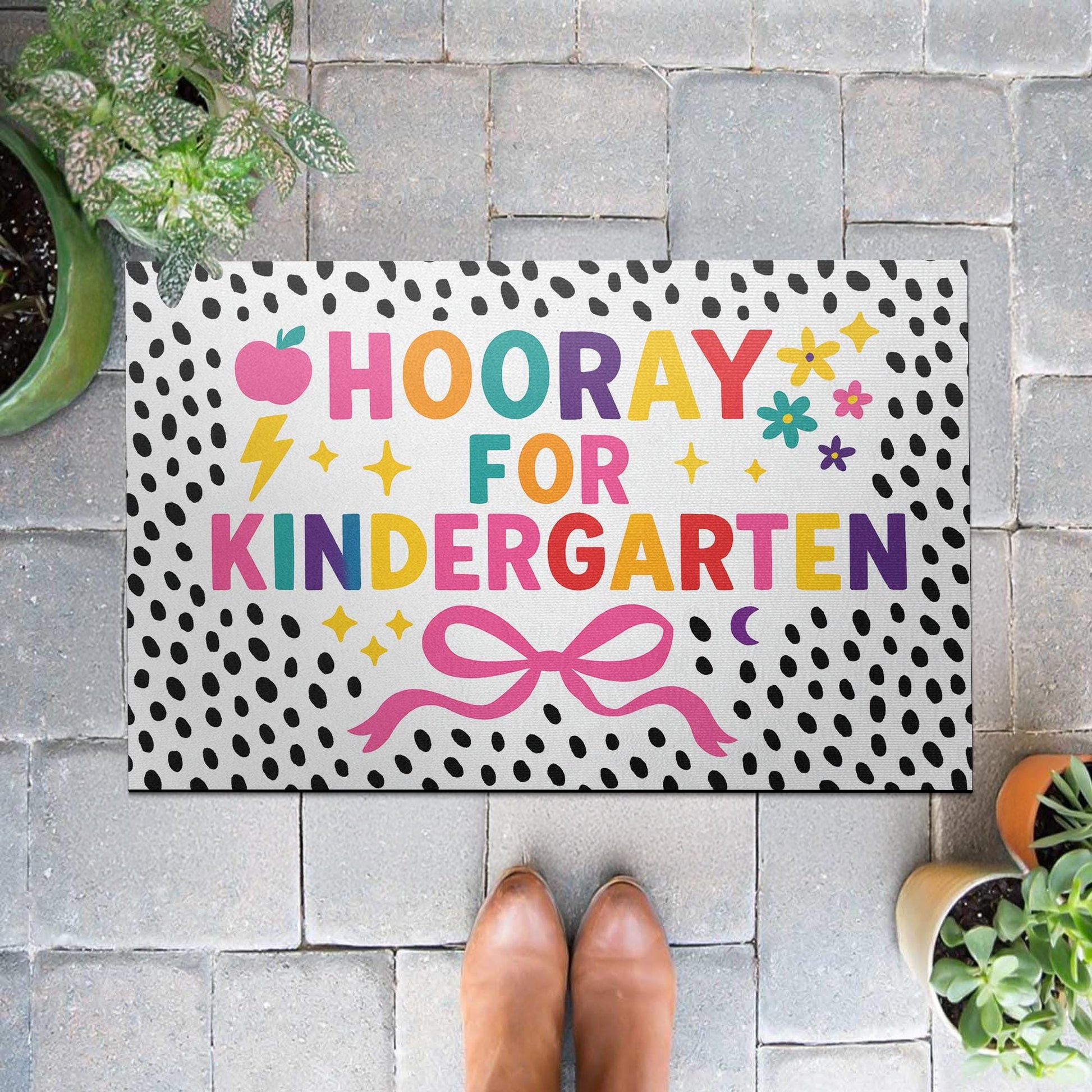 Hooray for Kindergarten Doormat, Back to School Welcome Mat, Classroom Rug, Colorful Entry Decor, Teacher Gift Idea