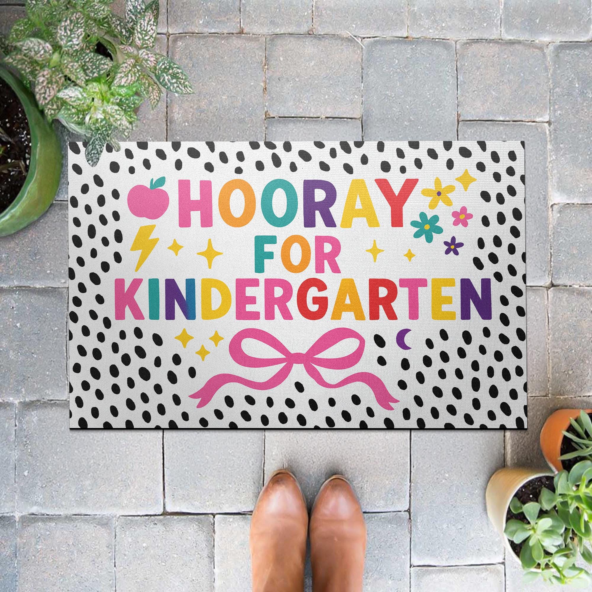 Hooray for Kindergarten Doormat, Back to School Welcome Mat, Classroom Rug, Colorful Entry Decor, Teacher Gift Idea